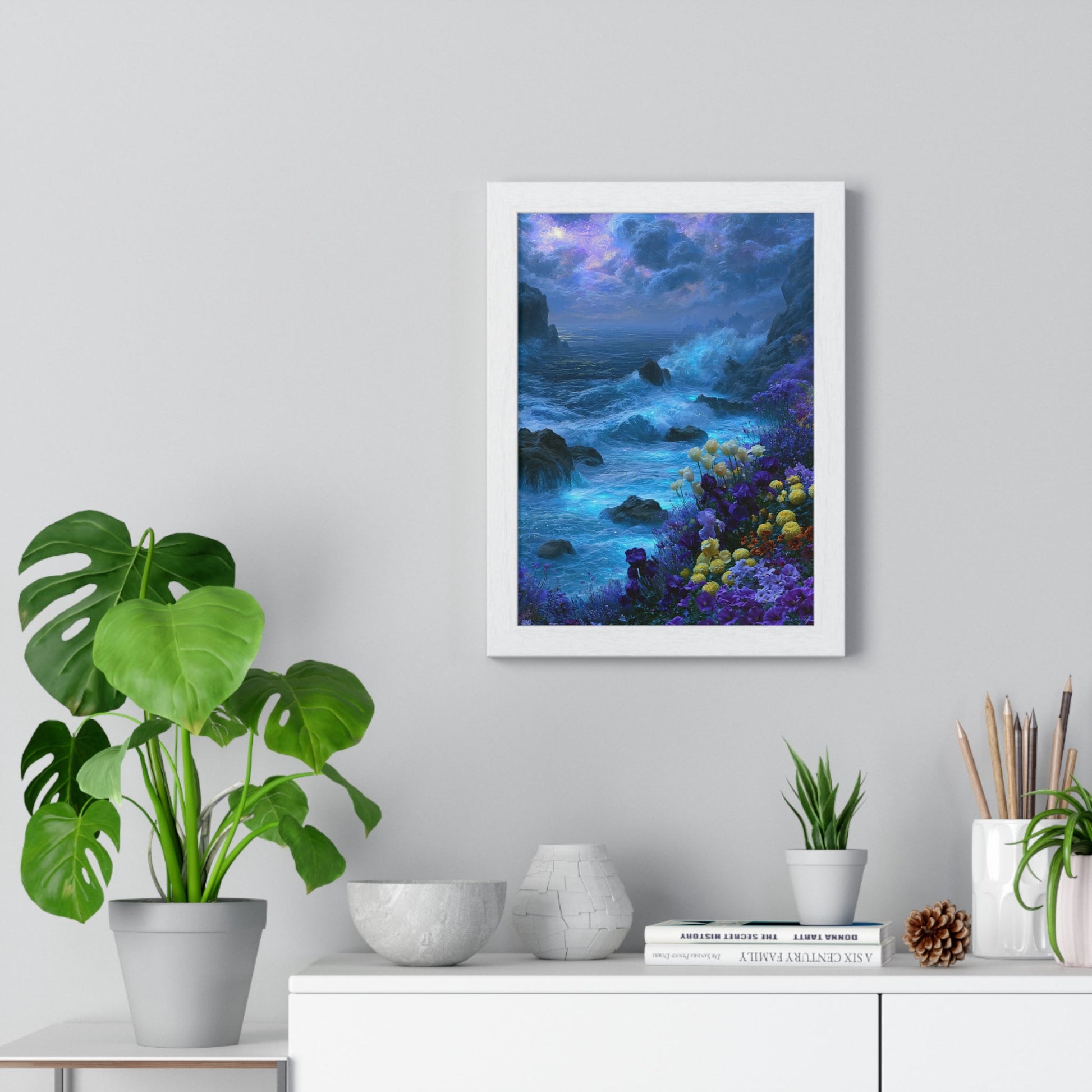Bioluminescent Shore — Framed Print - JG Visual Arts