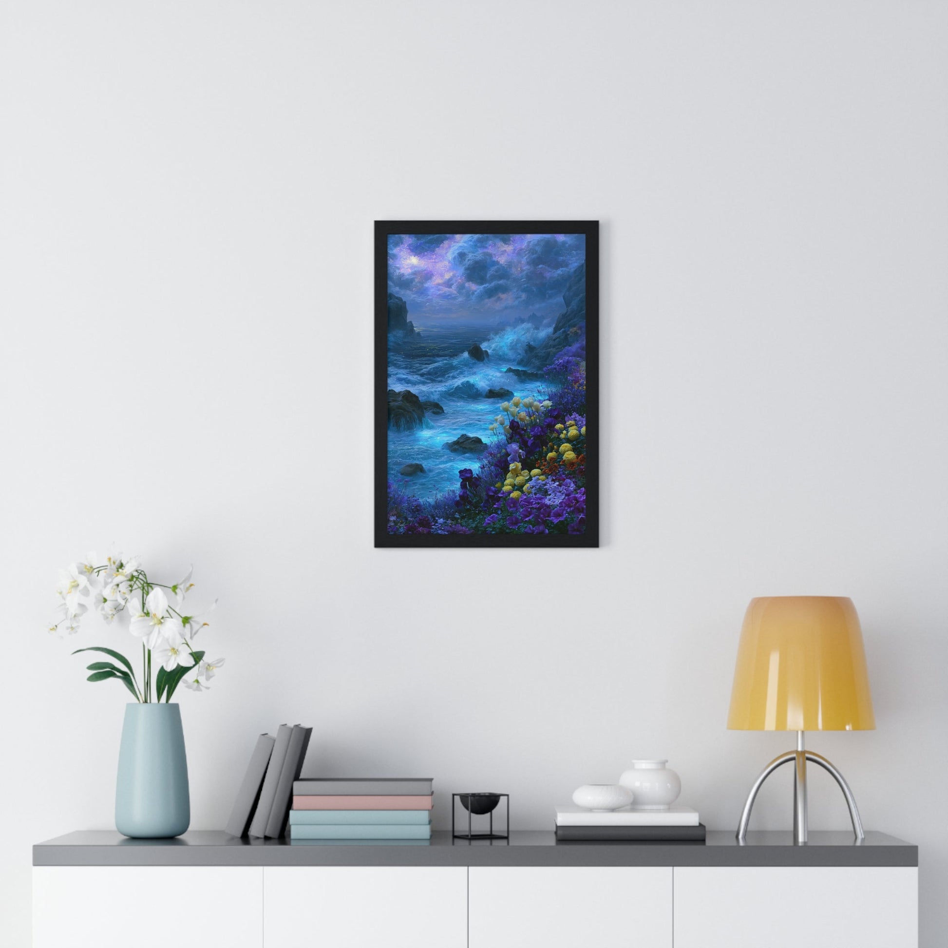 Bioluminescent Shore — Framed Print - JG Visual Arts