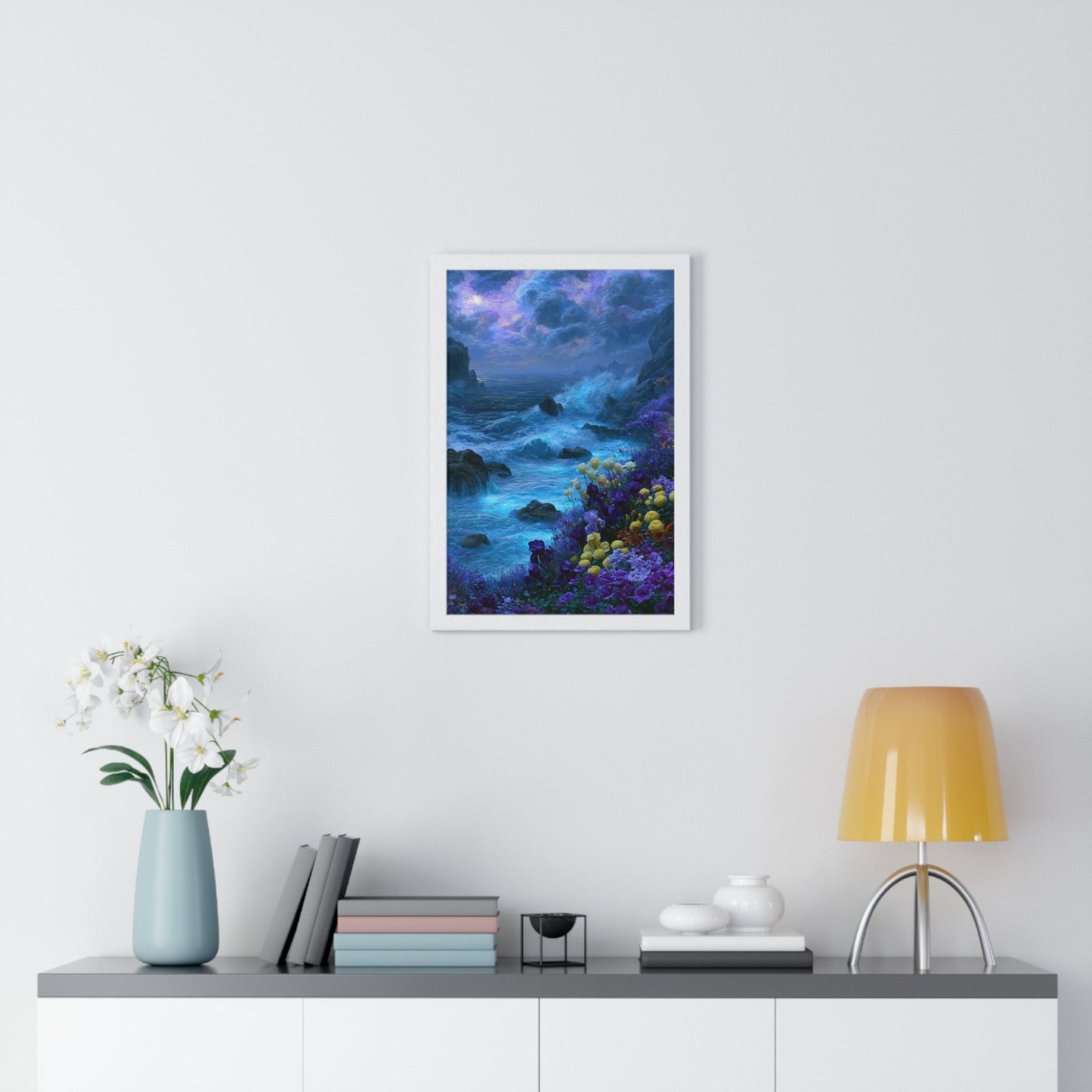 Bioluminescent Shore — Framed Print - JG Visual Arts