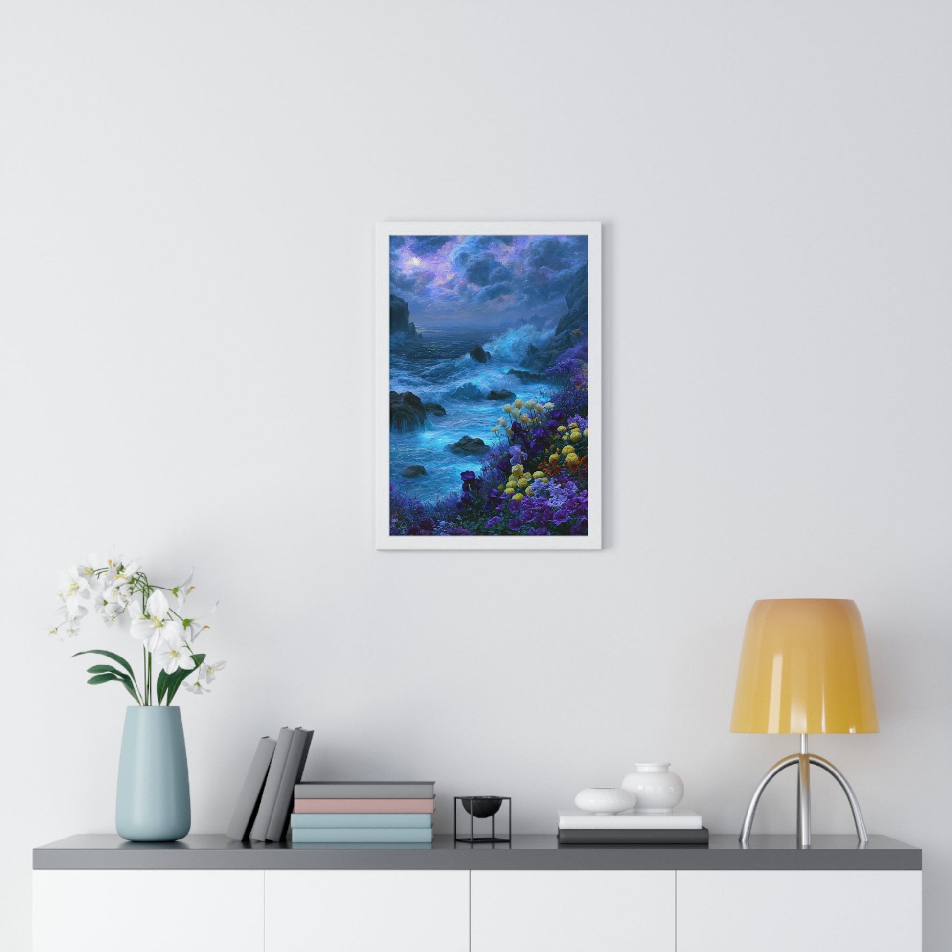 Bioluminescent Shore — Framed Print - JG Visual Arts