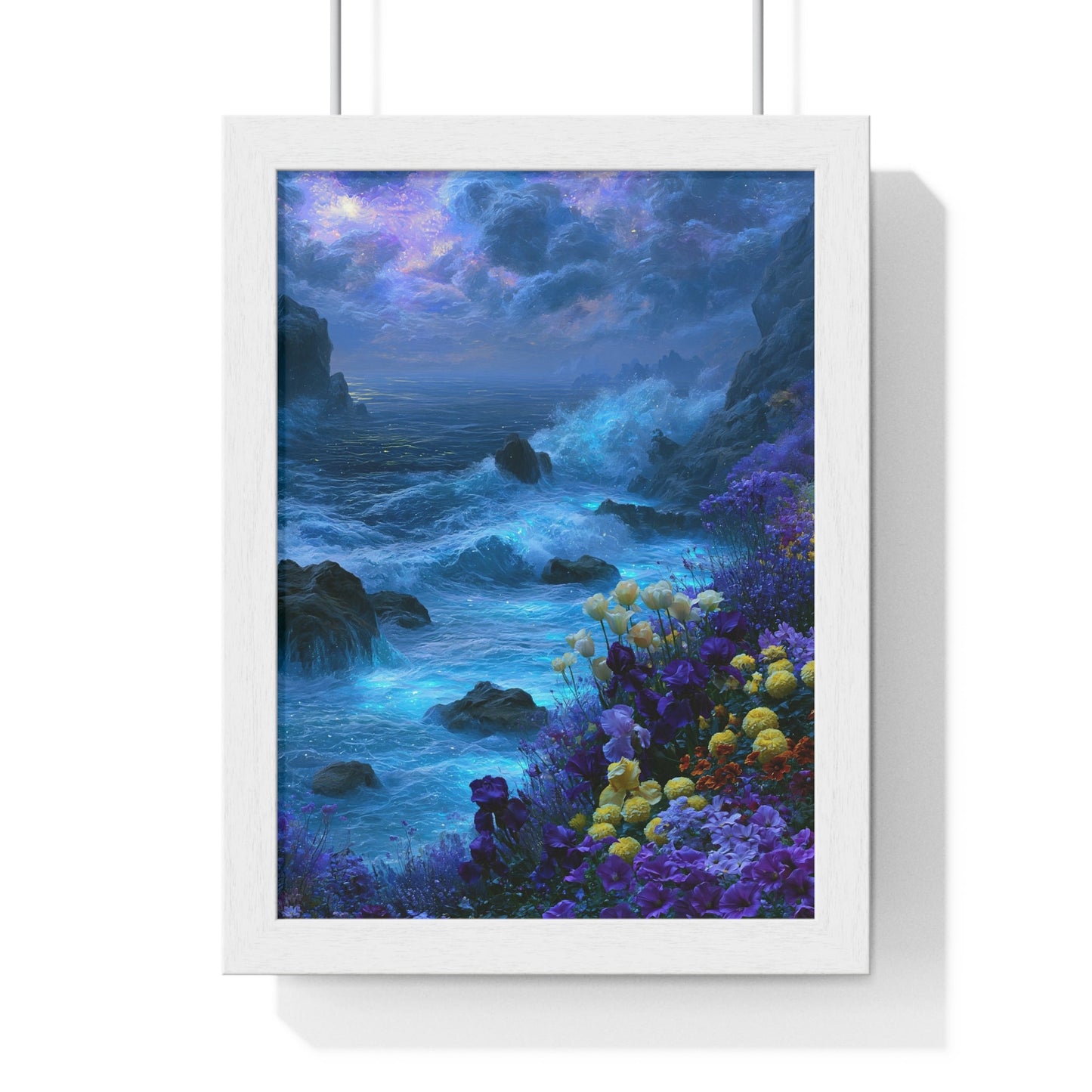 Bioluminescent Shore — Framed Print - JG Visual Arts