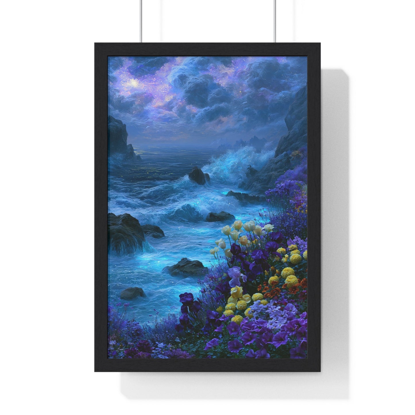 Bioluminescent Shore — Framed Print - JG Visual Arts