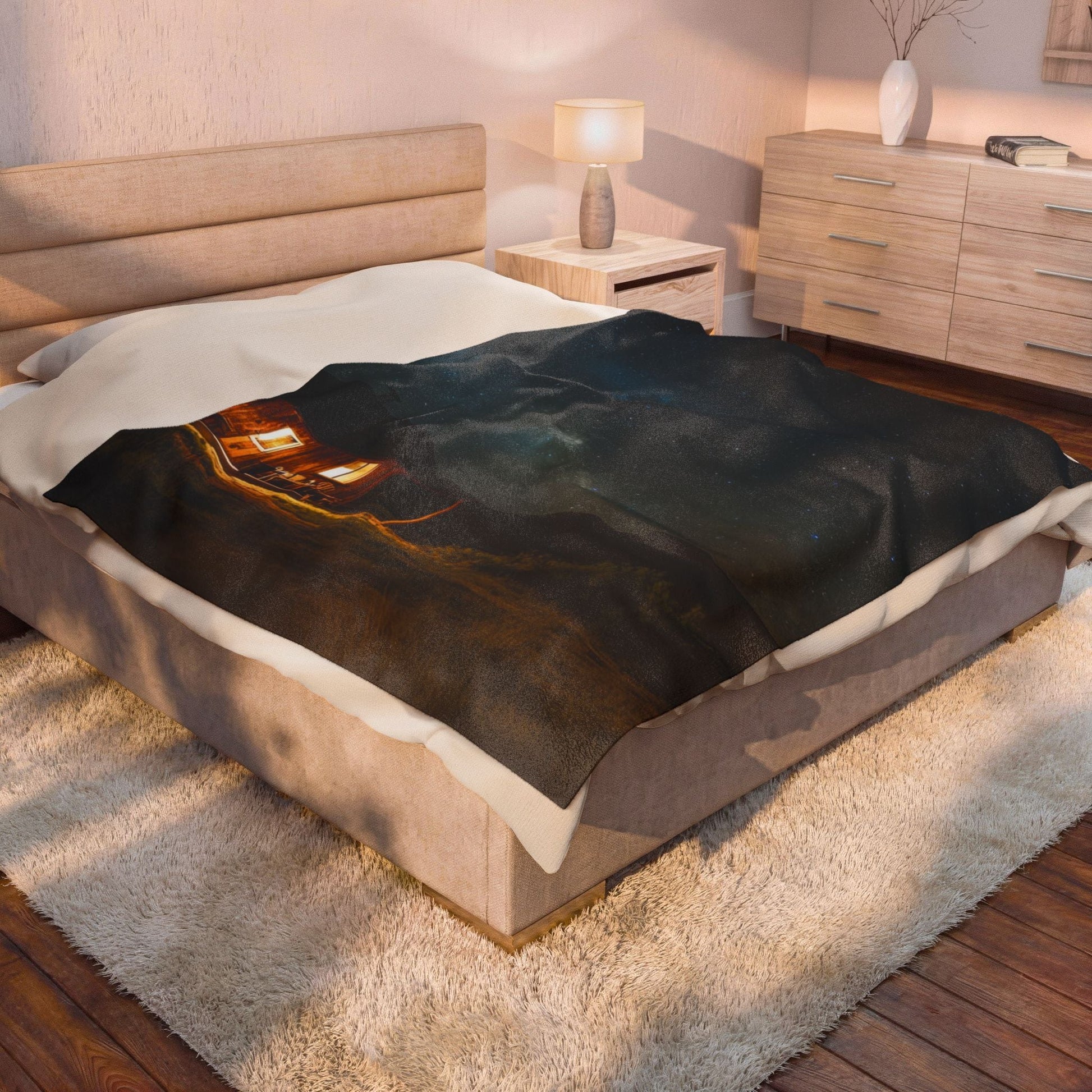 Cabin Under the Stars — Plush Blanket - JG Visual Arts