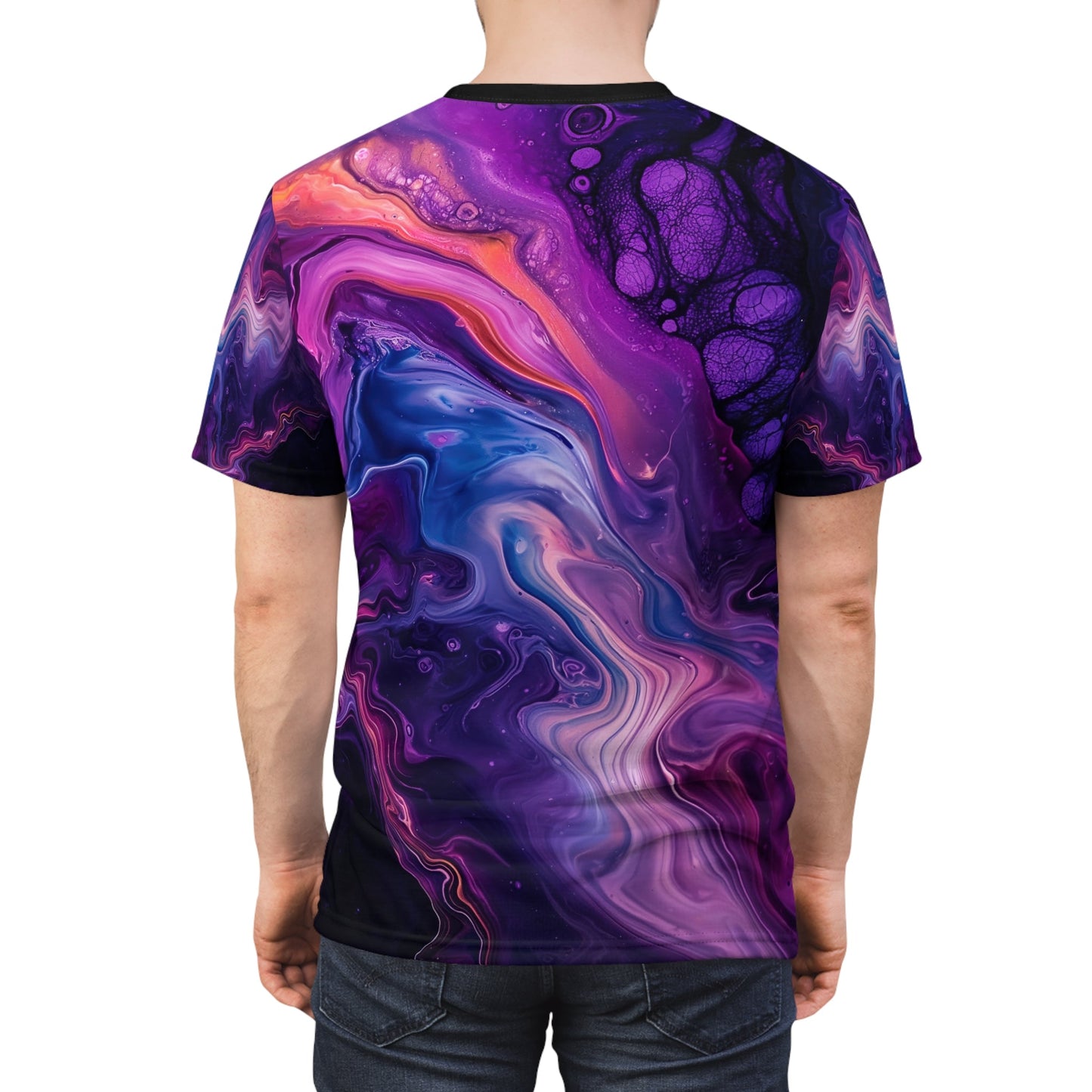 Celestial Vortex All - Over Print T - Shirt - Acrylic Pour Art Design - JDG Visual Arts