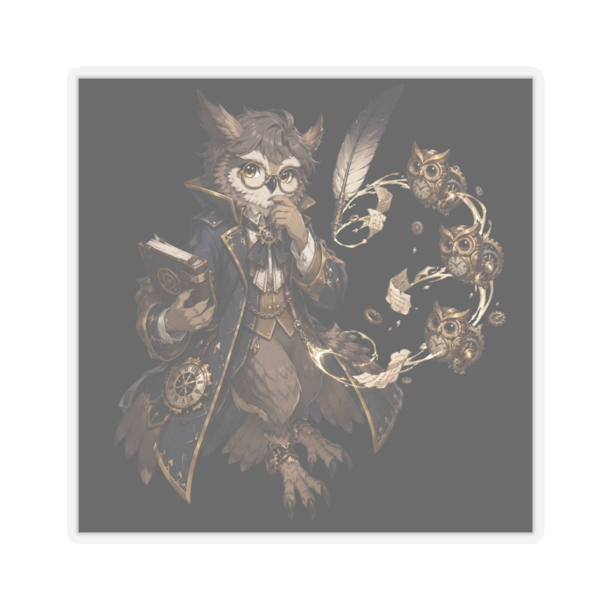 Clocktower Owl Scribe — Sticker - JG Visual Arts