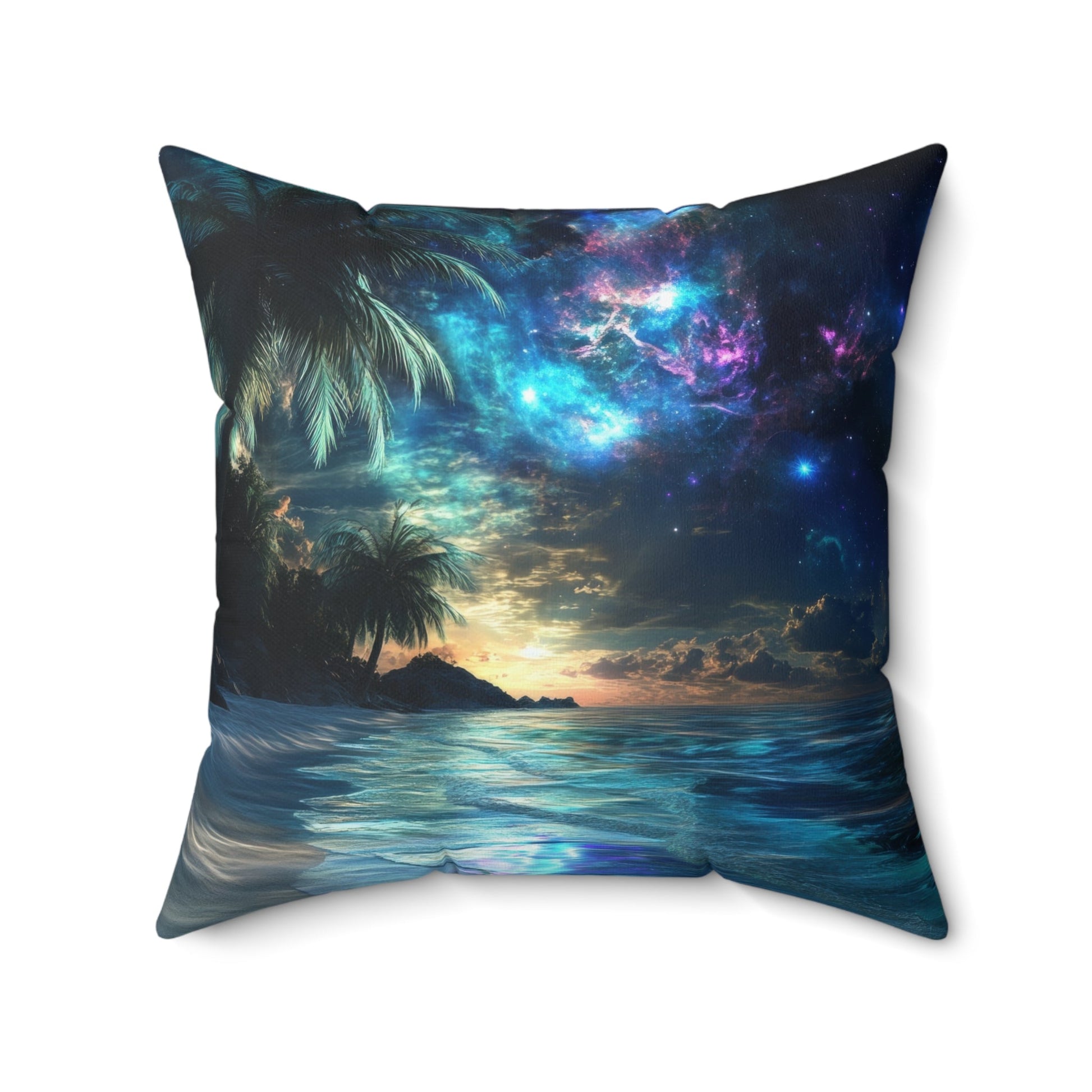 Cosmic Shores — Nebula Beach Throw Pillow - JG Visual Arts