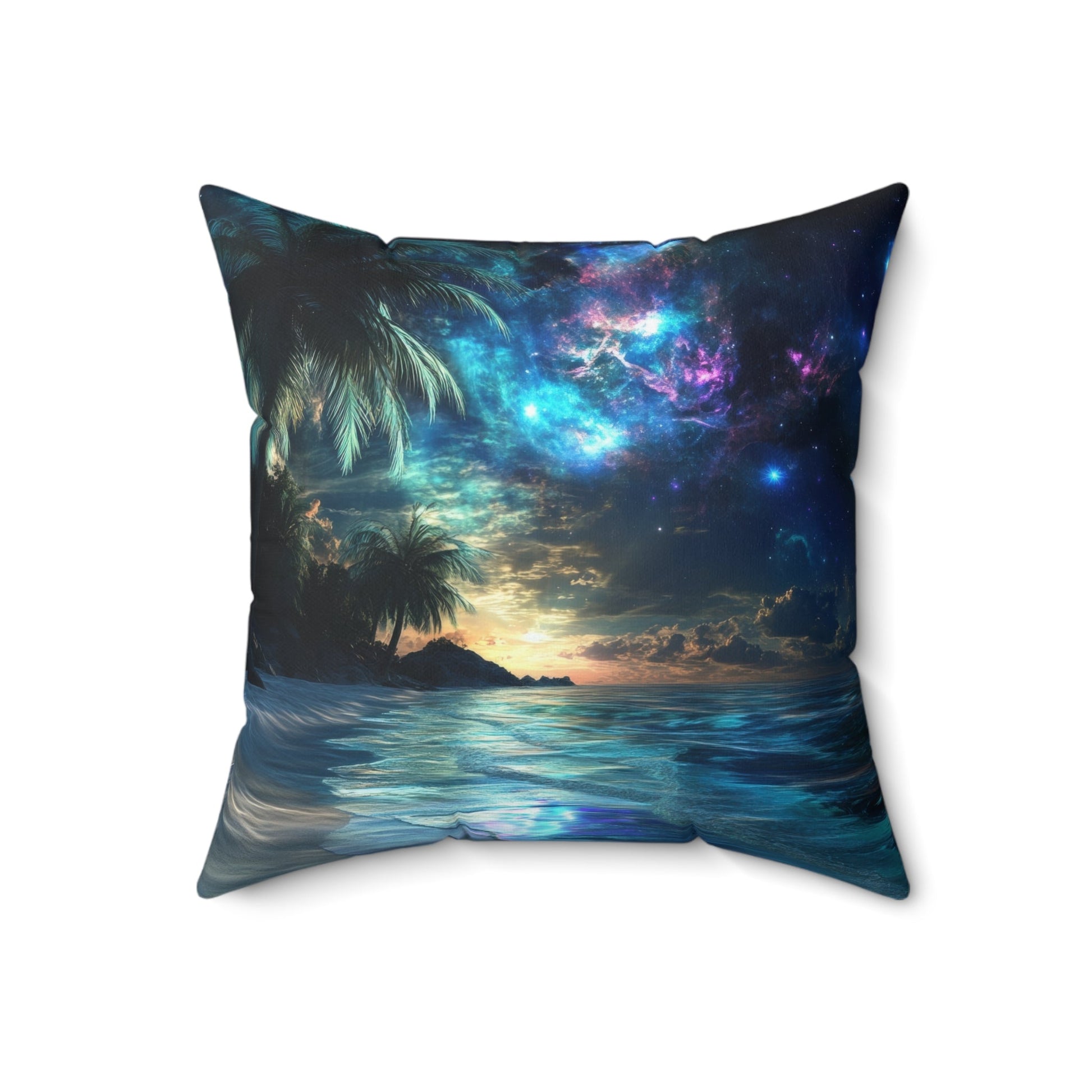 Cosmic Shores — Nebula Beach Throw Pillow - JG Visual Arts