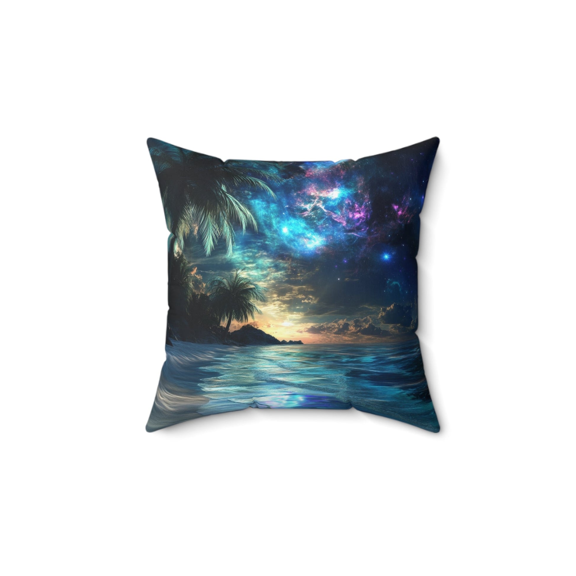Cosmic Shores — Nebula Beach Throw Pillow - JG Visual Arts