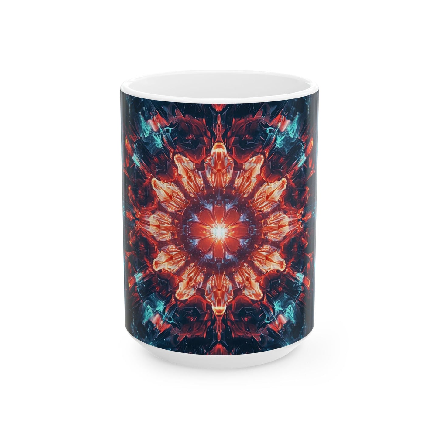 Crystal Mandala — Ember & Ice Kaleidoscope Mug - JG Visual Arts