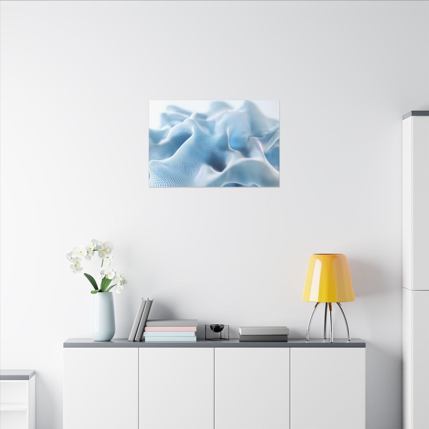 Digital Silk — Flowing Wireframe Waves Canvas - JG Visual Arts