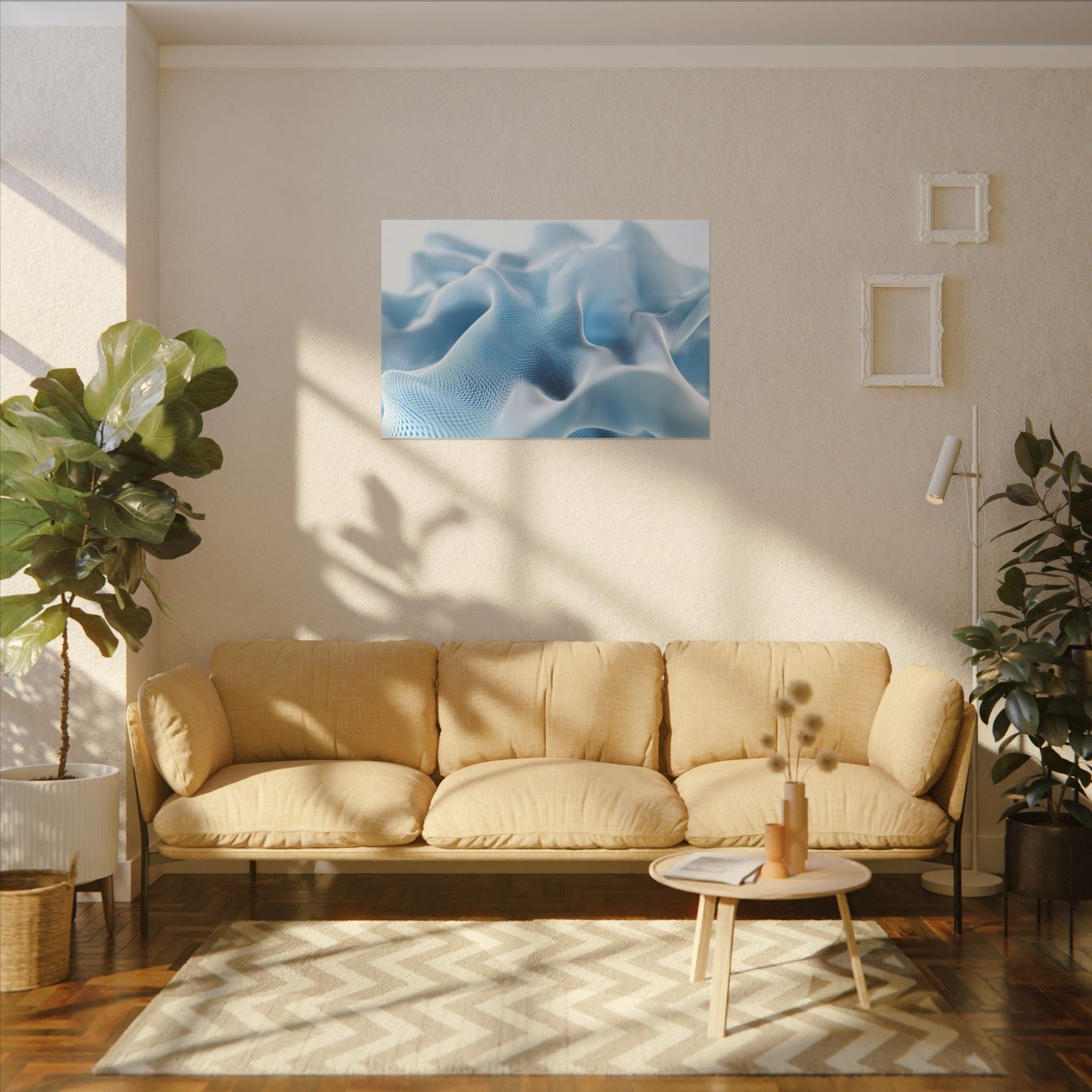 Digital Silk — Flowing Wireframe Waves Canvas - JG Visual Arts