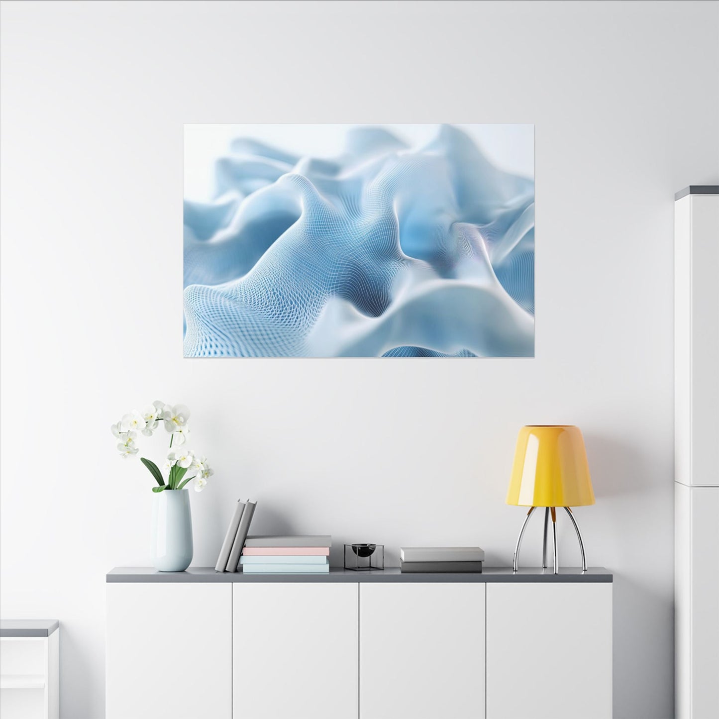 Digital Silk — Flowing Wireframe Waves Canvas - JG Visual Arts