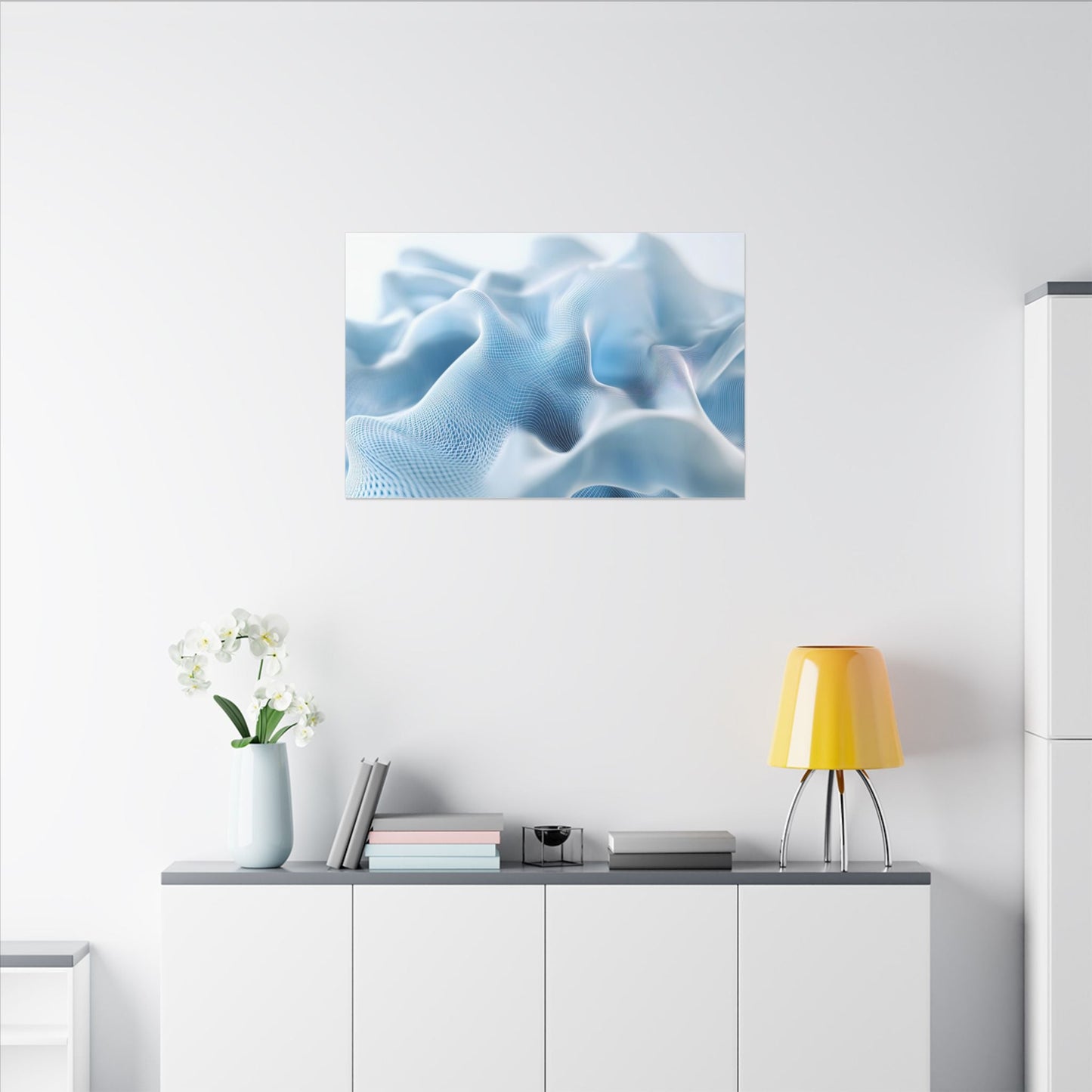 Digital Silk — Flowing Wireframe Waves Canvas - JG Visual Arts