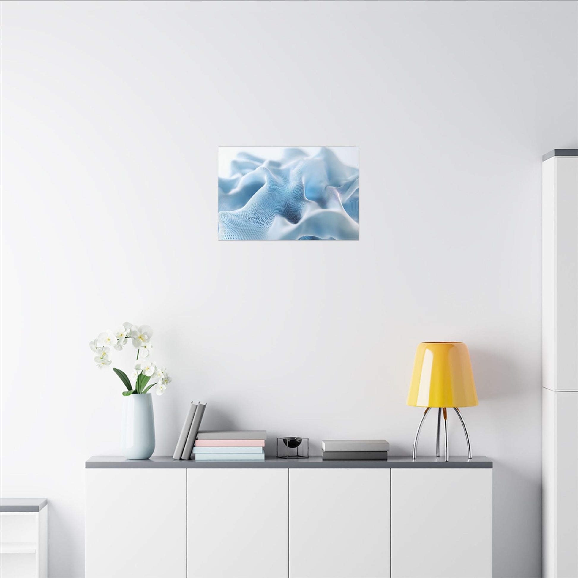 Digital Silk — Flowing Wireframe Waves Canvas - JG Visual Arts