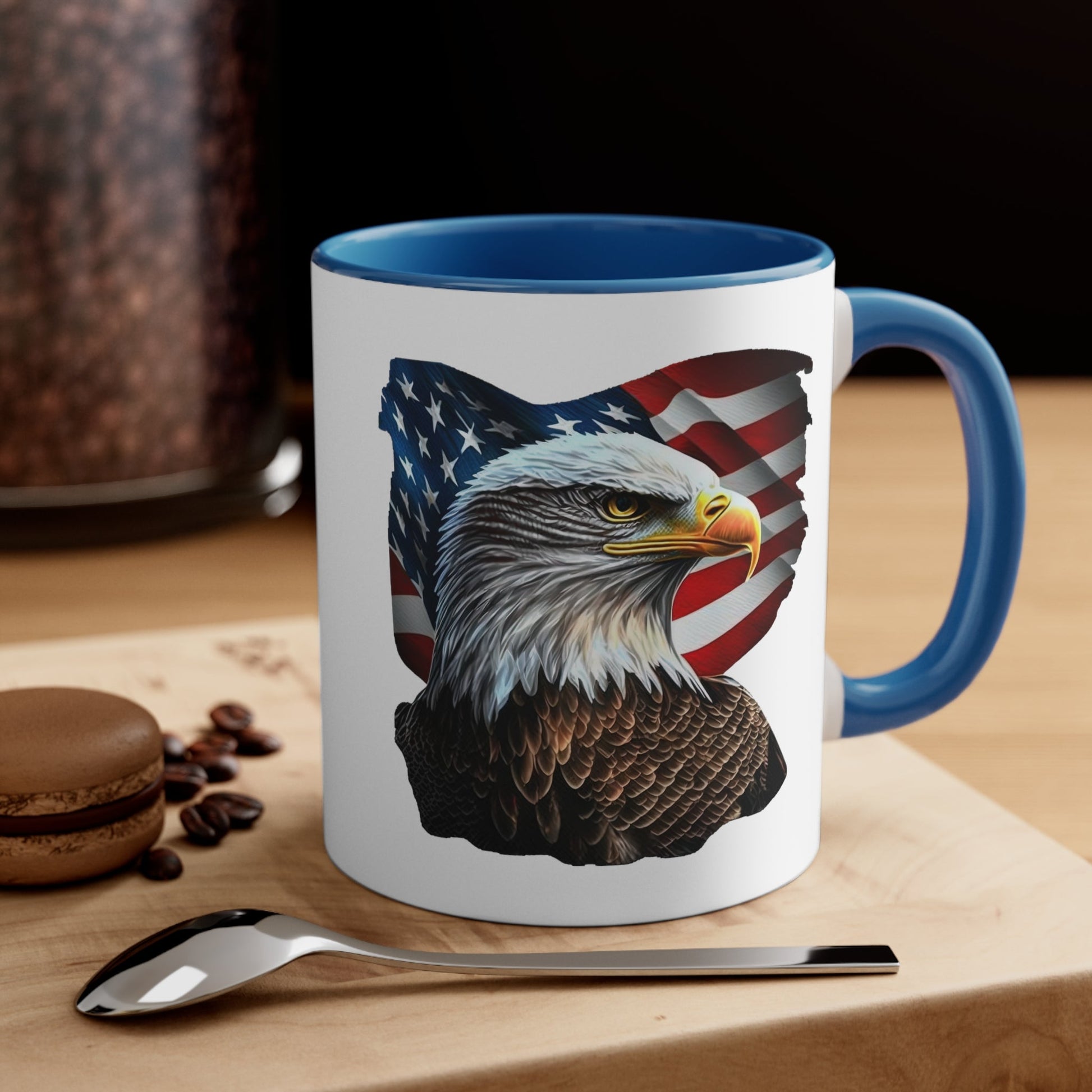 Eagle's Glory: Patriotic Two-Tone Coffee Mug, 11oz - JDG Visual Arts