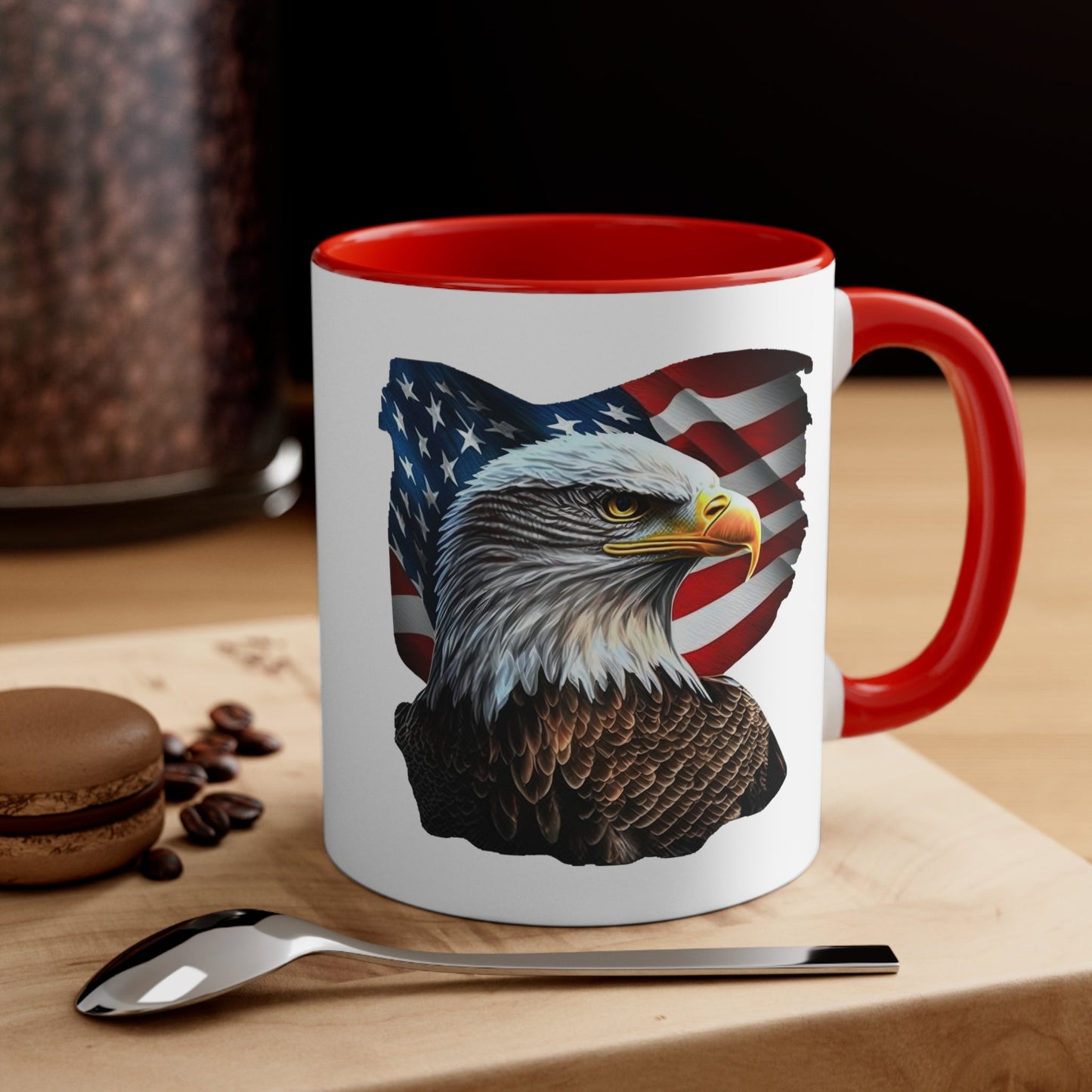 Eagle's Glory: Patriotic Two-Tone Coffee Mug, 11oz - JDG Visual Arts