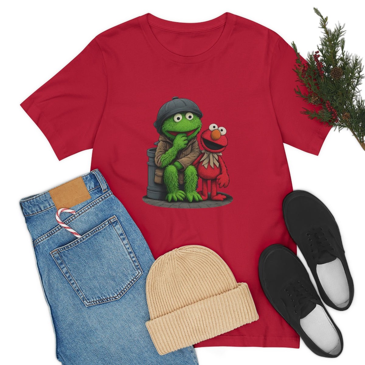 Elmo and Oscar- Unisex Short Sleeve Tee - JDG Visual Arts