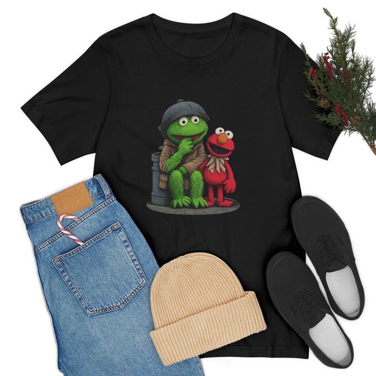 Elmo and Oscar- Unisex Short Sleeve Tee - JDG Visual Arts