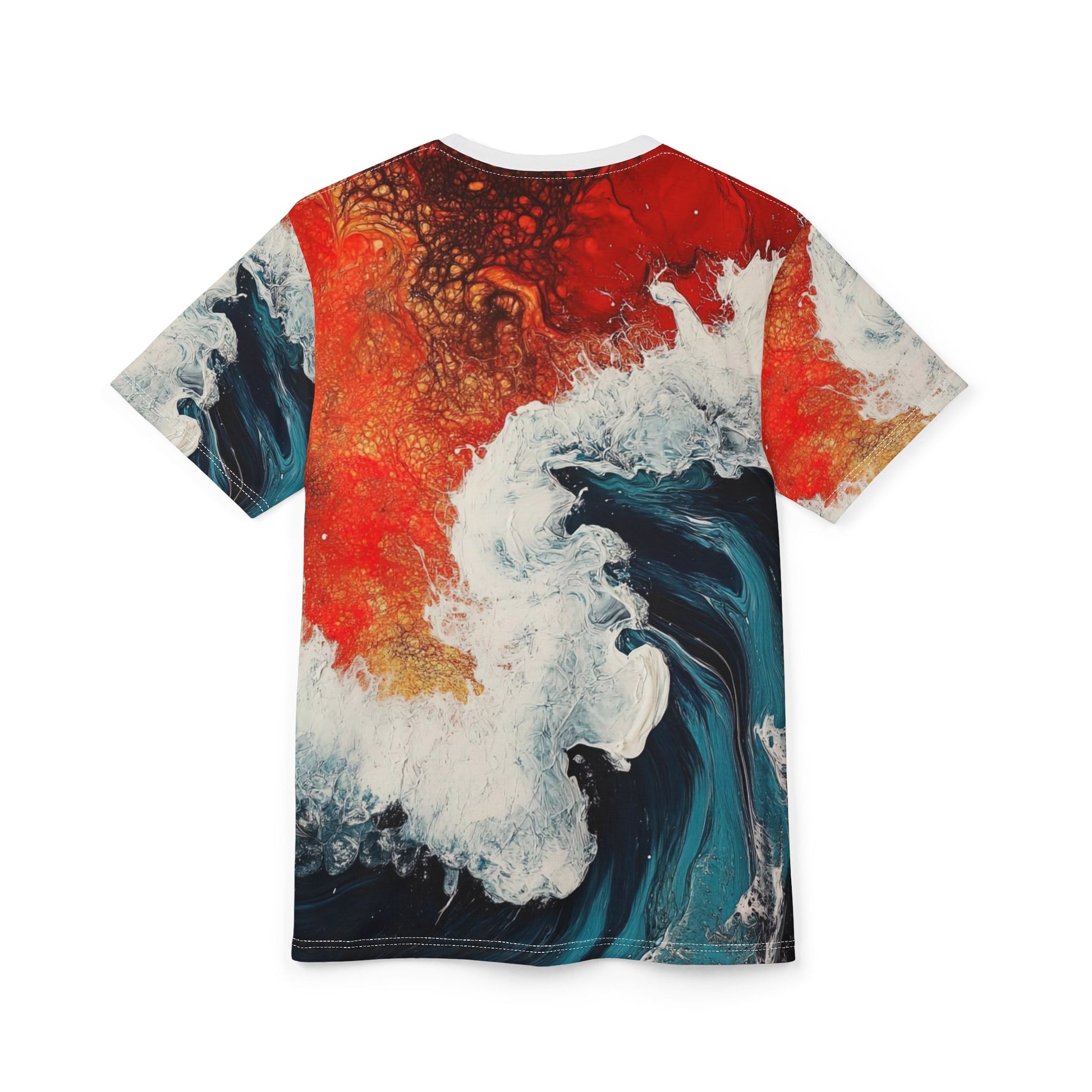 Ember Tide — All-Over Print Tee (Acrylic Pour Art) - JG Visual Arts