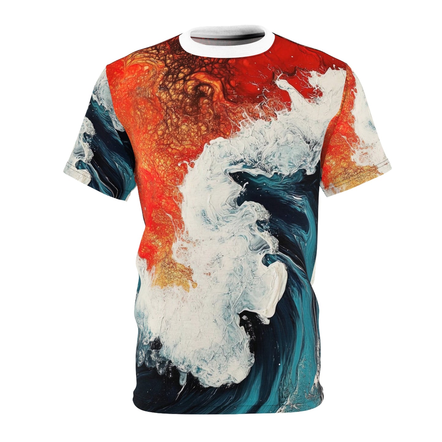 Ember Tide — All-Over Print Tee (Acrylic Pour Art) - JG Visual Arts