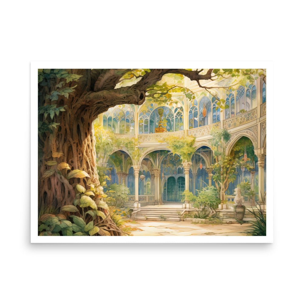 Enchanted Grove - Tree and Courtyard (Poster) - JDG Visual Arts