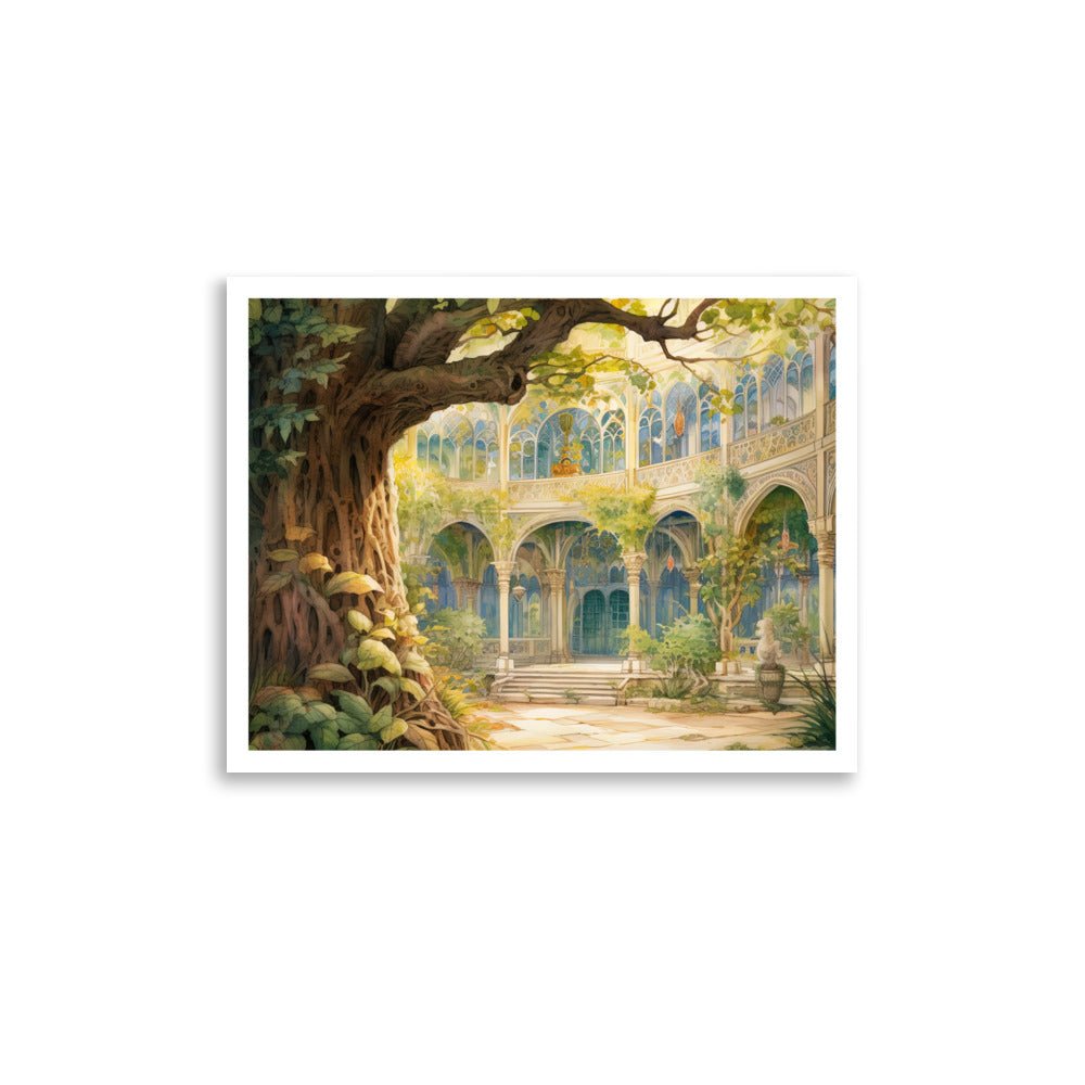 Enchanted Grove - Tree and Courtyard (Poster) - JDG Visual Arts