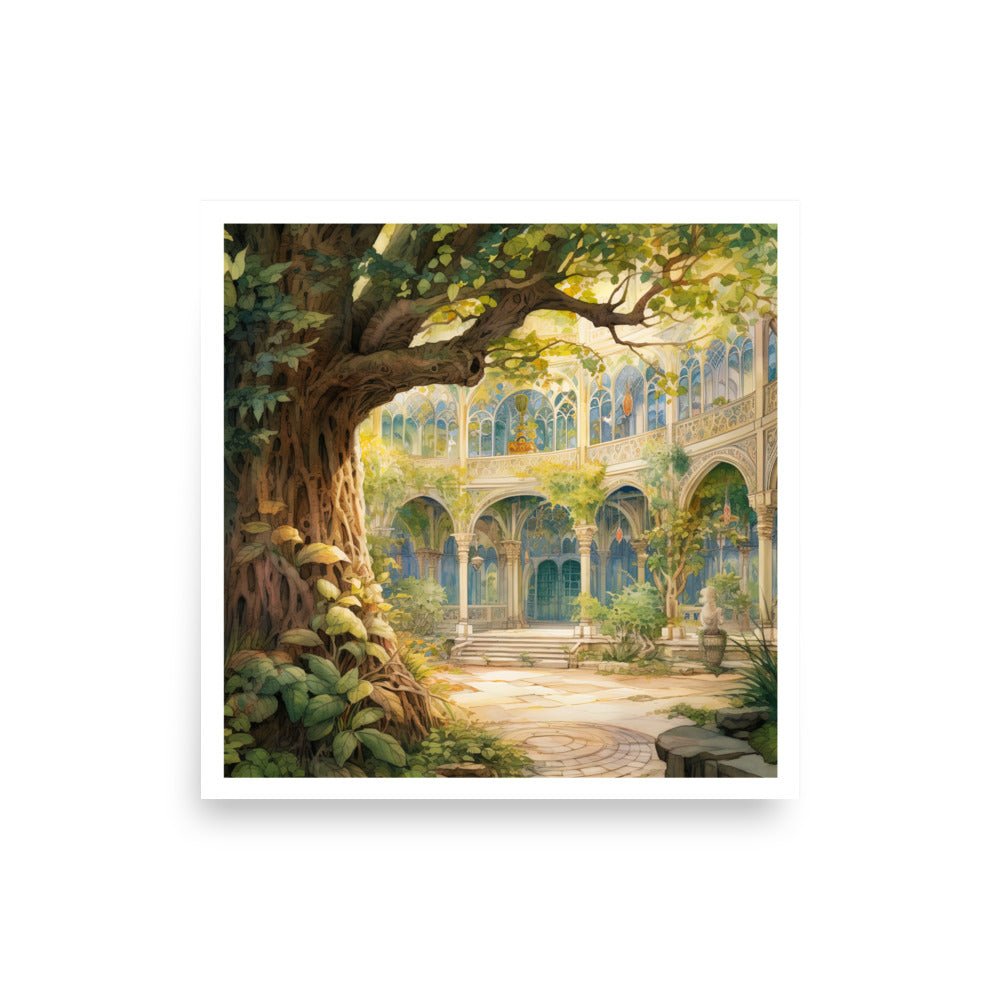 Enchanted Grove - Tree and Courtyard (Poster) - JDG Visual Arts