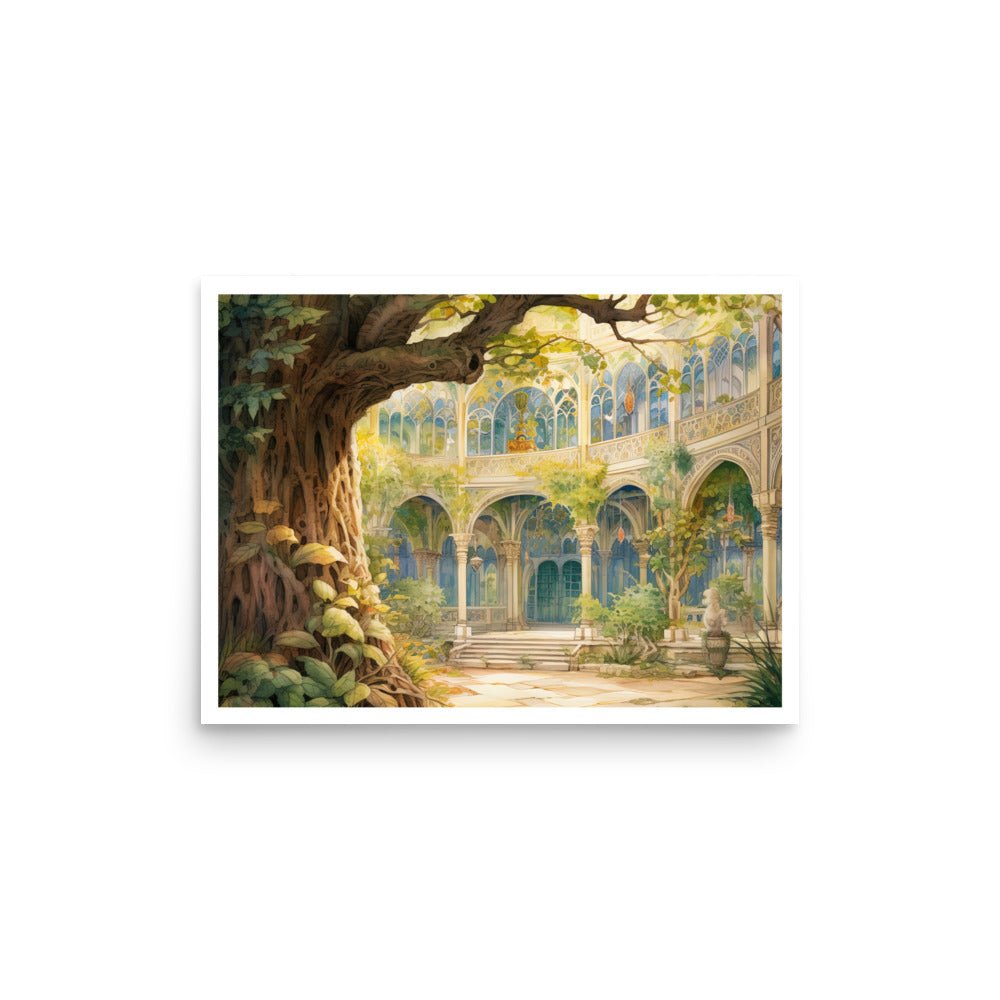 Enchanted Grove - Tree and Courtyard (Poster) - JDG Visual Arts