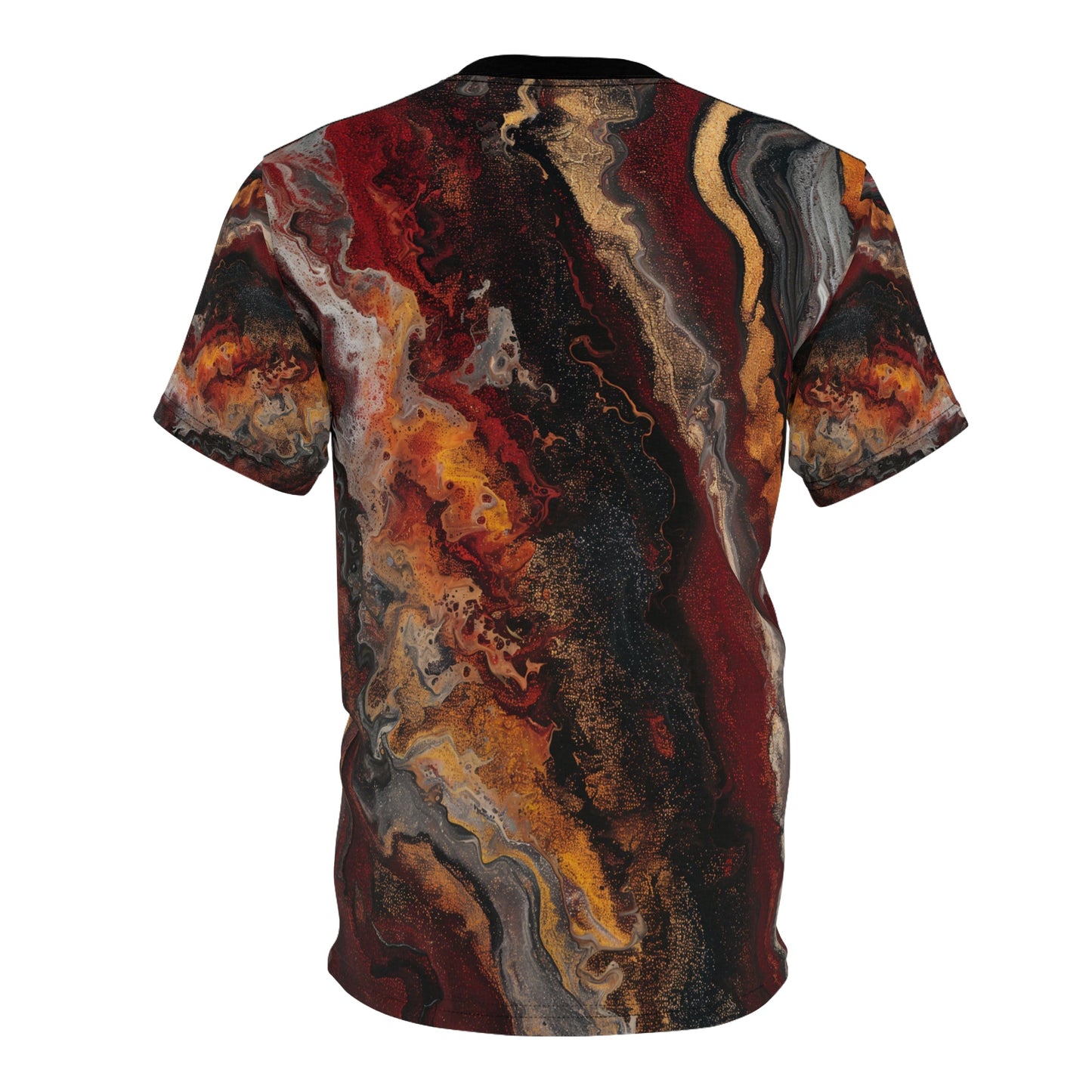 Fiery Earth Swirl All - Over Print T - Shirt - Acrylic Pour Art Design - JDG Visual Arts