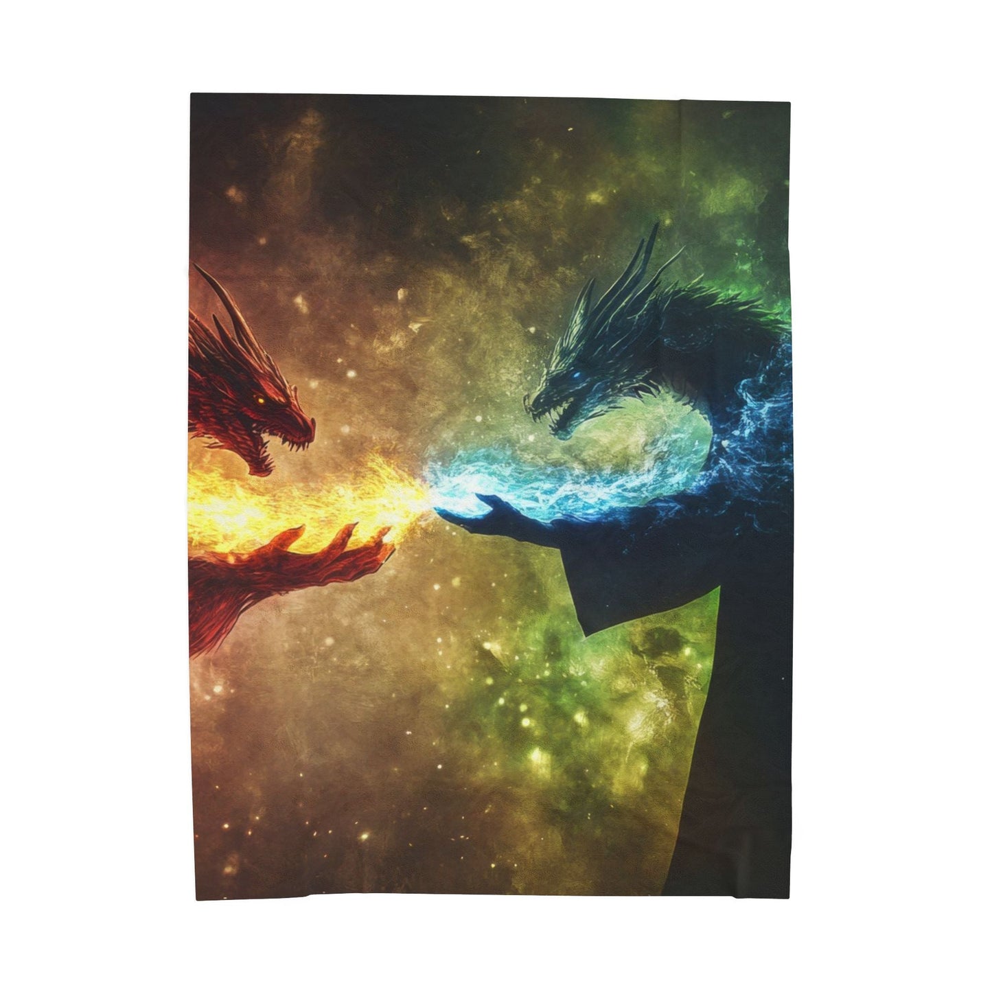 Fire & Ice — Twin Dragons Plush Blanket - JG Visual Arts