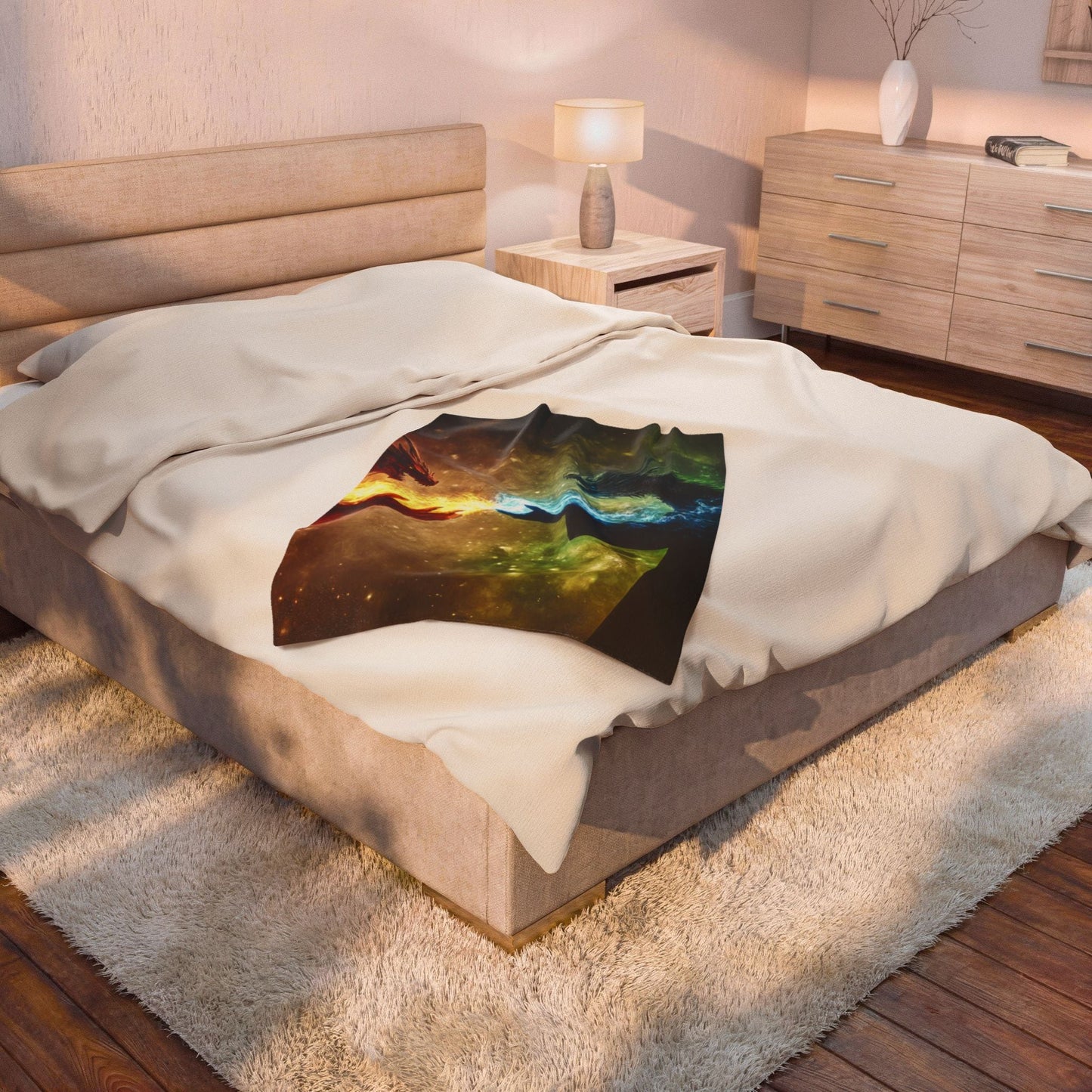 Fire & Ice — Twin Dragons Plush Blanket - JG Visual Arts