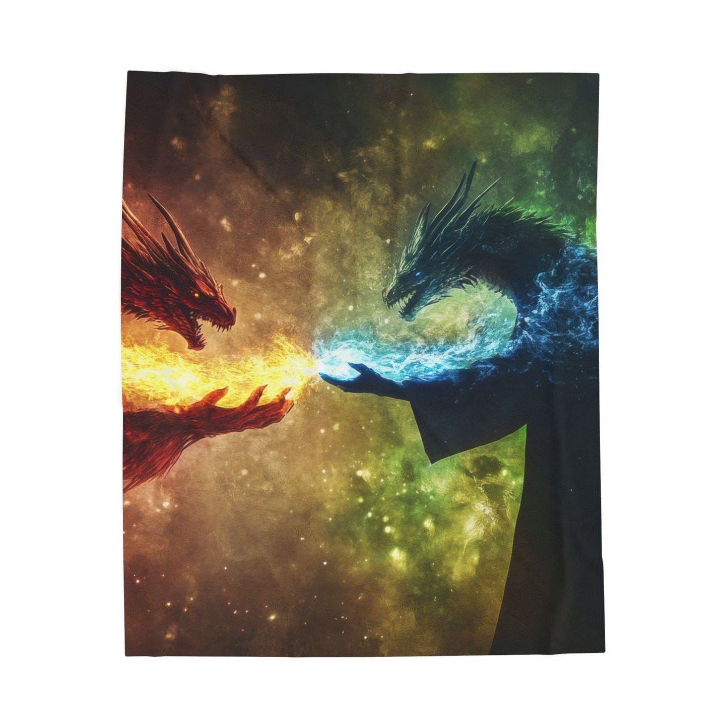 Fire & Ice — Twin Dragons Plush Blanket - JG Visual Arts