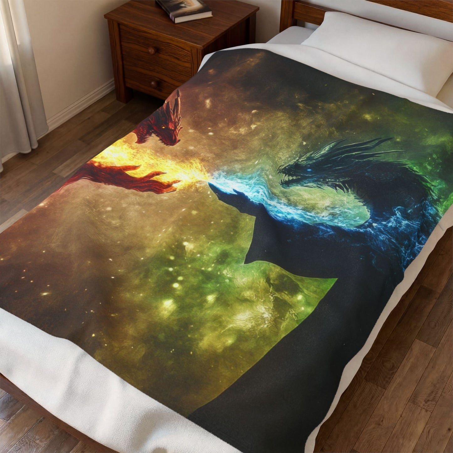 Fire & Ice — Twin Dragons Plush Blanket - JG Visual Arts