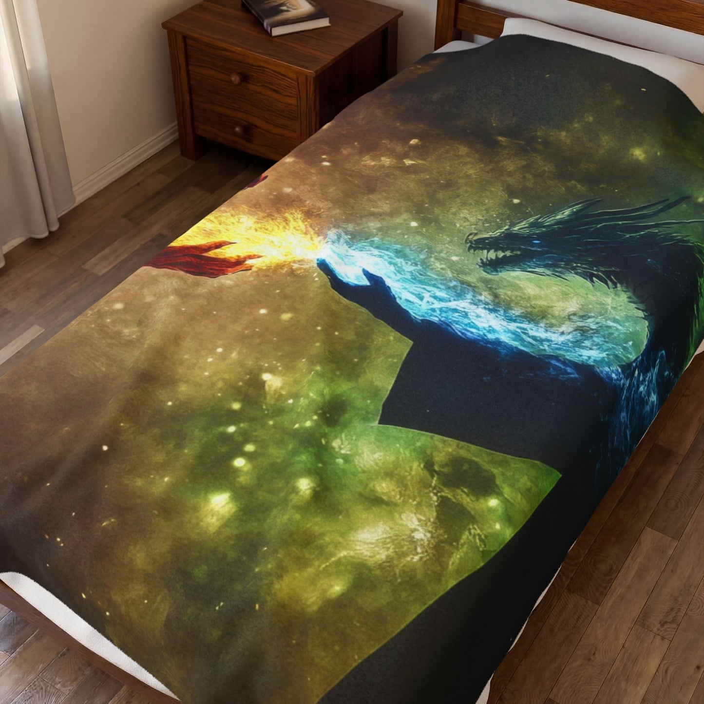 Fire & Ice — Twin Dragons Plush Blanket - JG Visual Arts