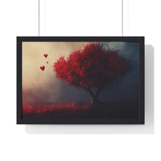 Heartwood — Crimson Tree in the Mist (Framed) - JG Visual Arts