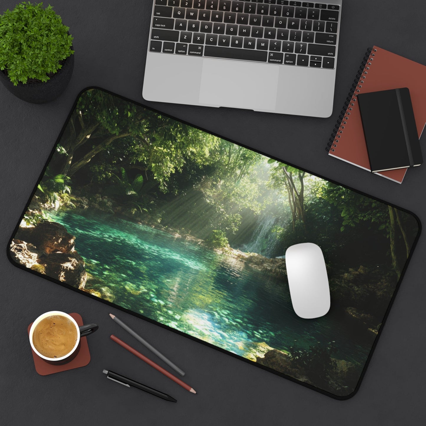Hidden Oasis — Tropical Pool Desk Mat - JG Visual Arts