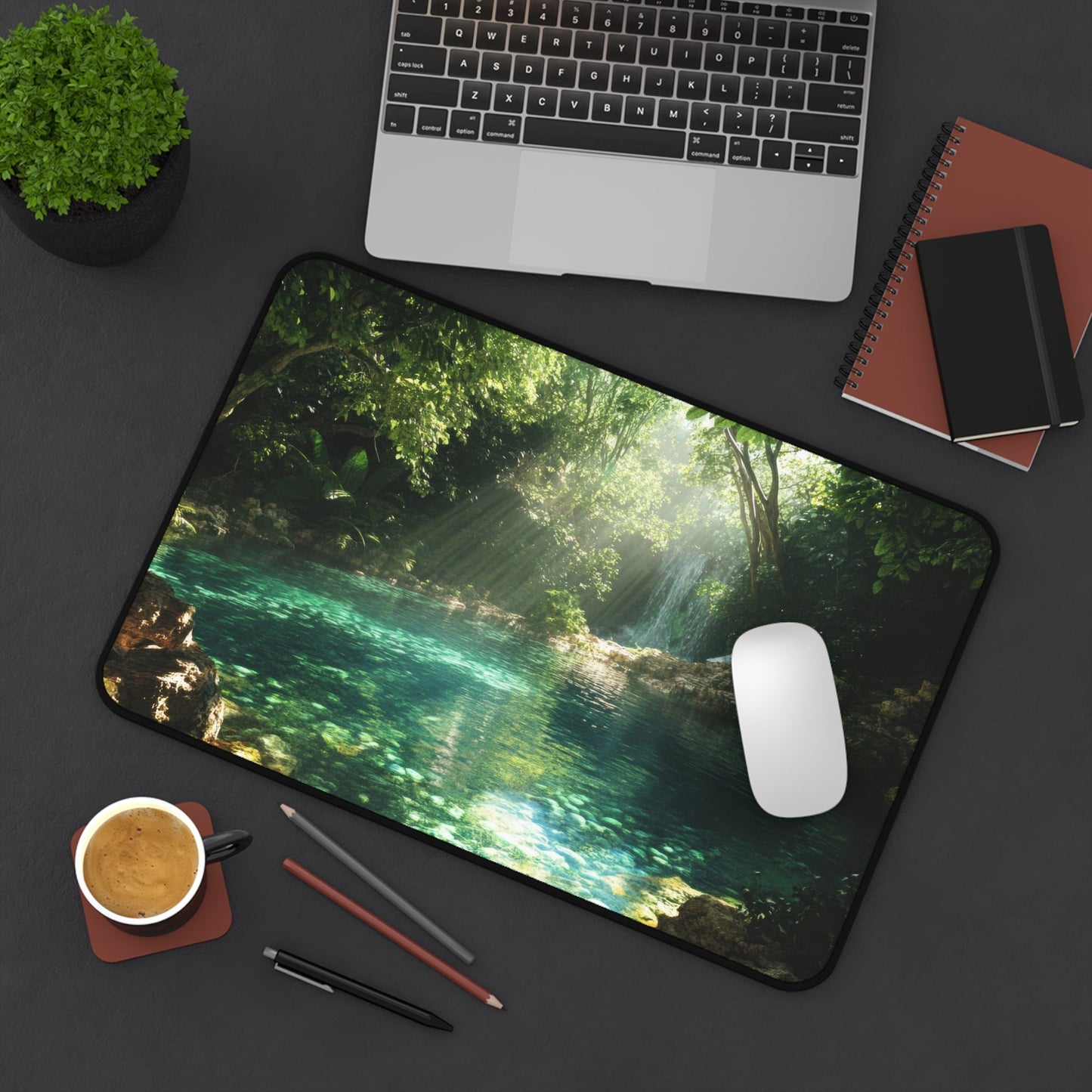 Hidden Oasis — Tropical Pool Desk Mat - JG Visual Arts