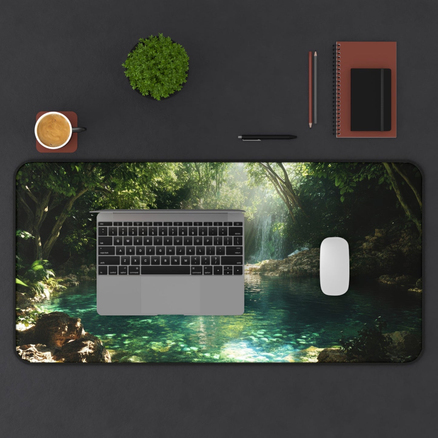Hidden Oasis — Tropical Pool Desk Mat - JG Visual Arts