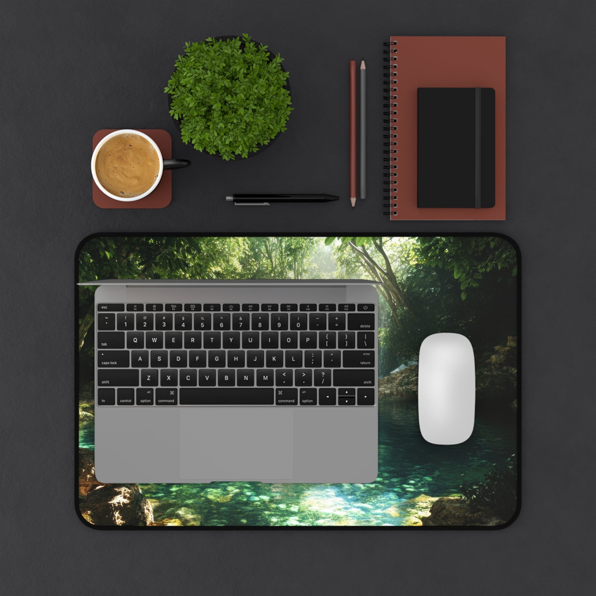 Hidden Oasis — Tropical Pool Desk Mat - JG Visual Arts