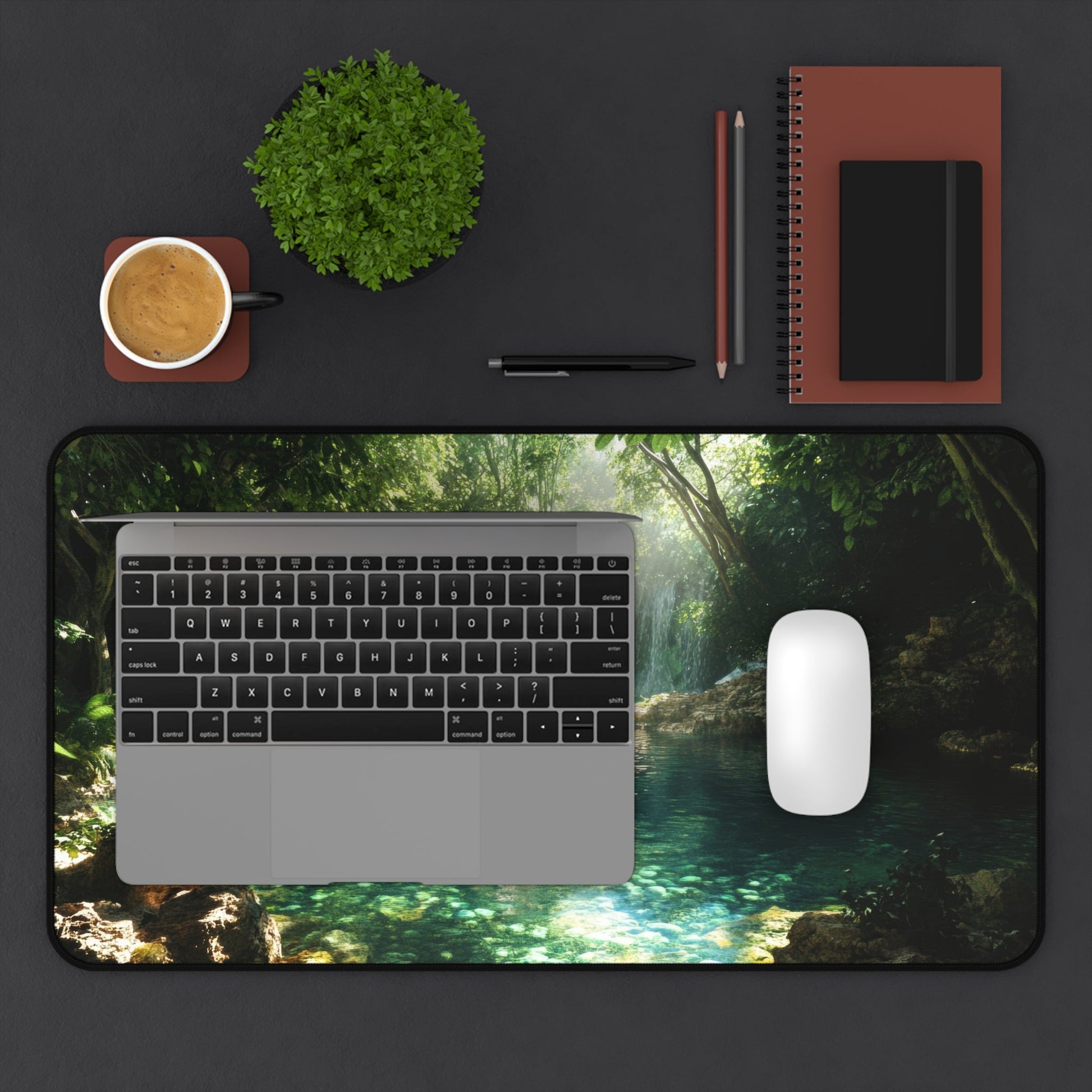 Hidden Oasis — Tropical Pool Desk Mat - JG Visual Arts