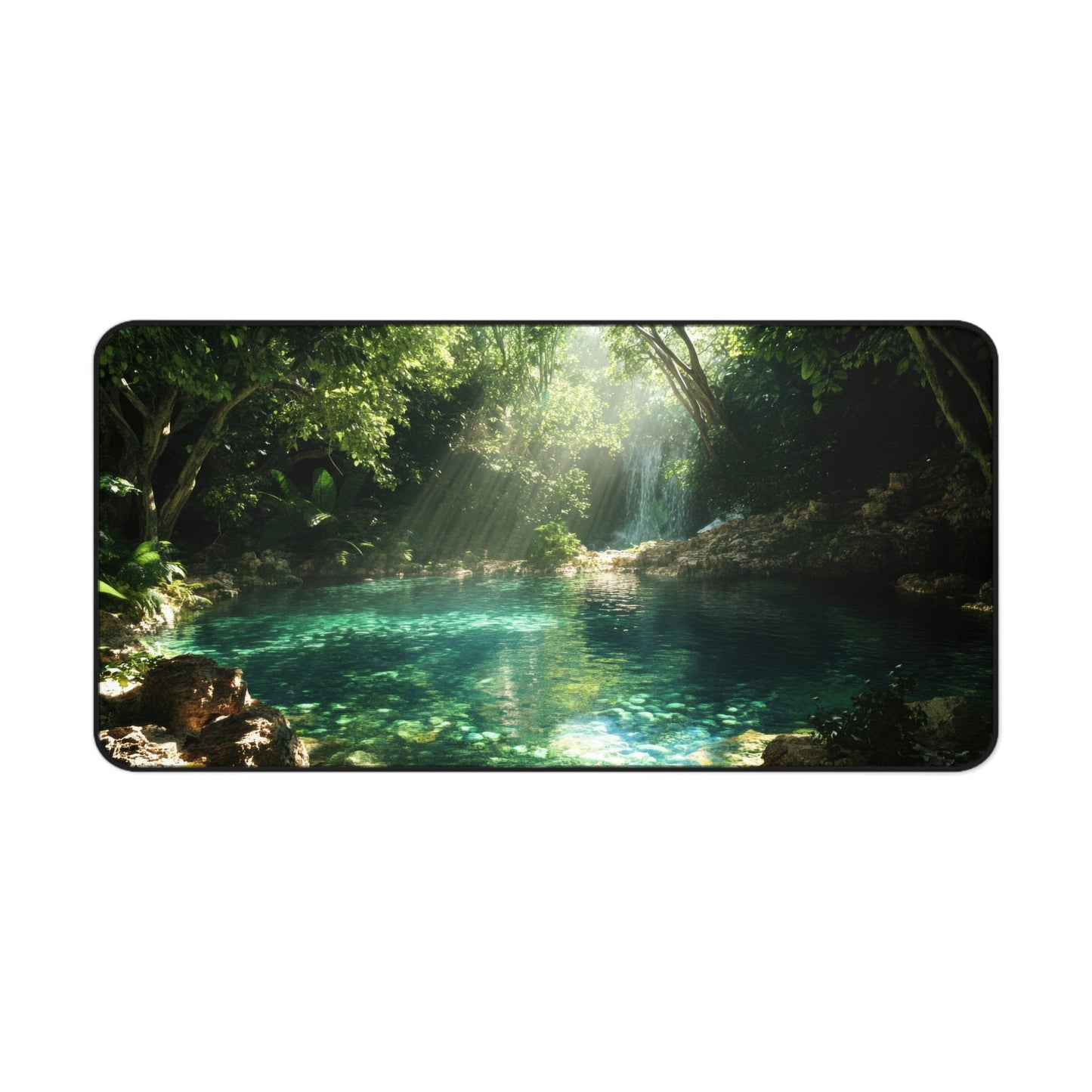 Hidden Oasis — Tropical Pool Desk Mat - JG Visual Arts