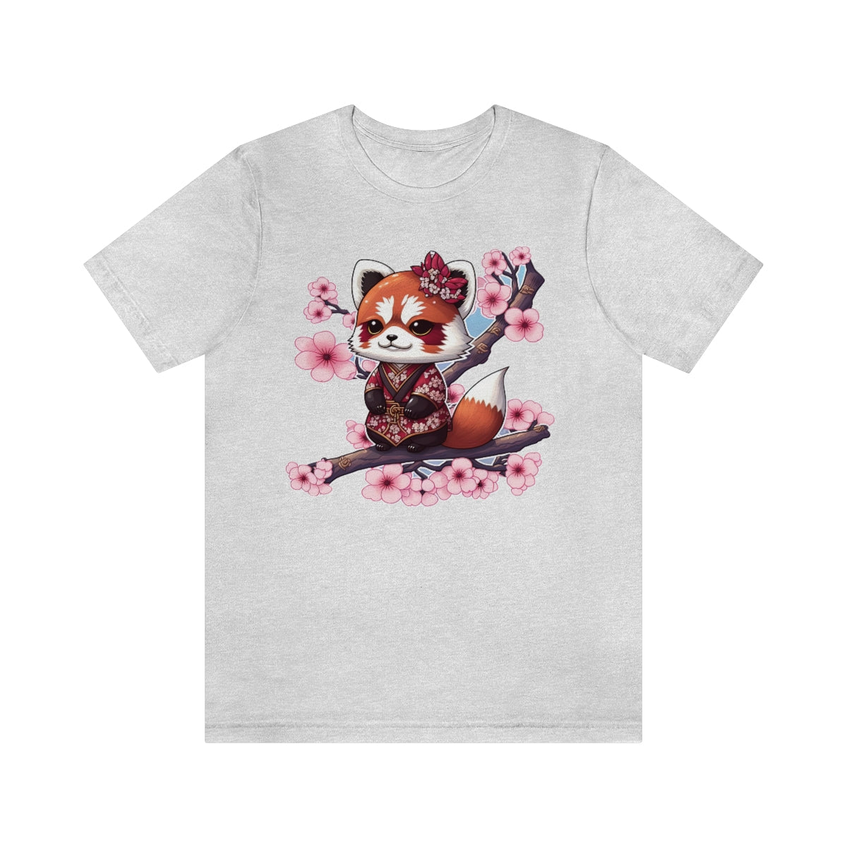 Japanese Red Panda In Blossoms - Unisex Jersey Short Sleeve Tee - JDG Visual Arts