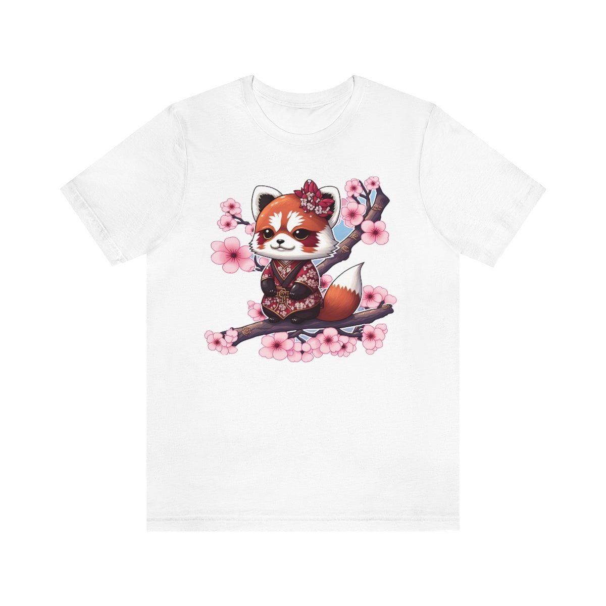 Japanese Red Panda In Blossoms - Unisex Jersey Short Sleeve Tee - JDG Visual Arts