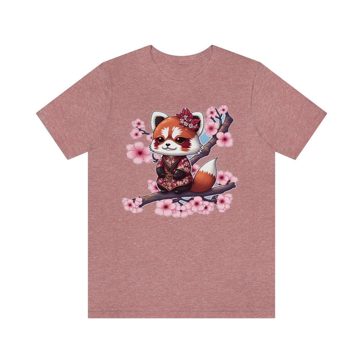 Japanese Red Panda In Blossoms - Unisex Jersey Short Sleeve Tee - JDG Visual Arts