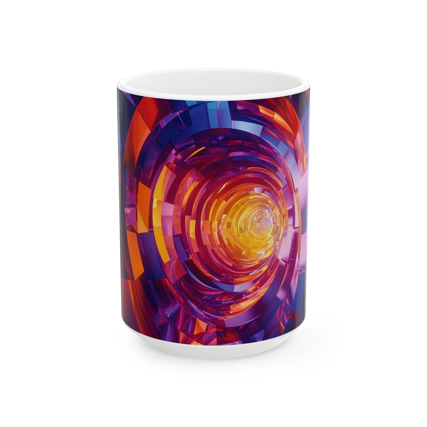 Kaleidoscope Tunnel — Geometric Vortex Mug - JG Visual Arts
