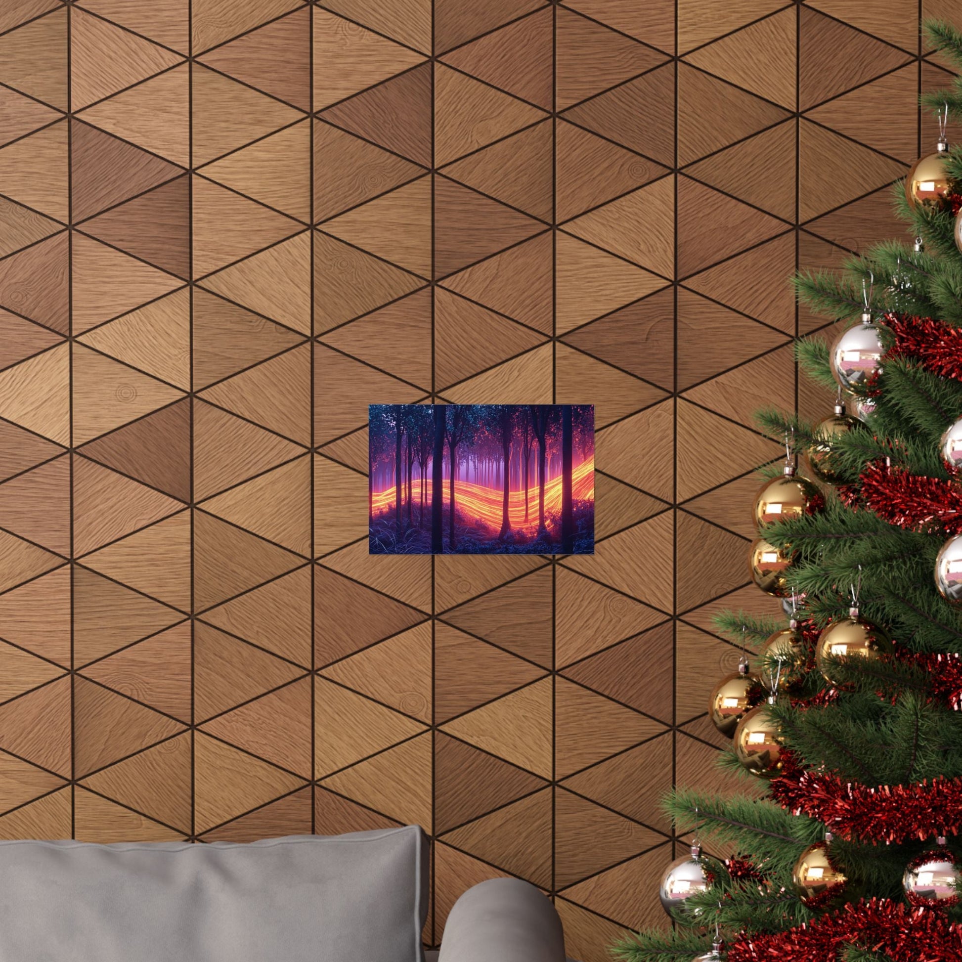 Light Stream Forest — Neon River of Light Poster - JG Visual Arts