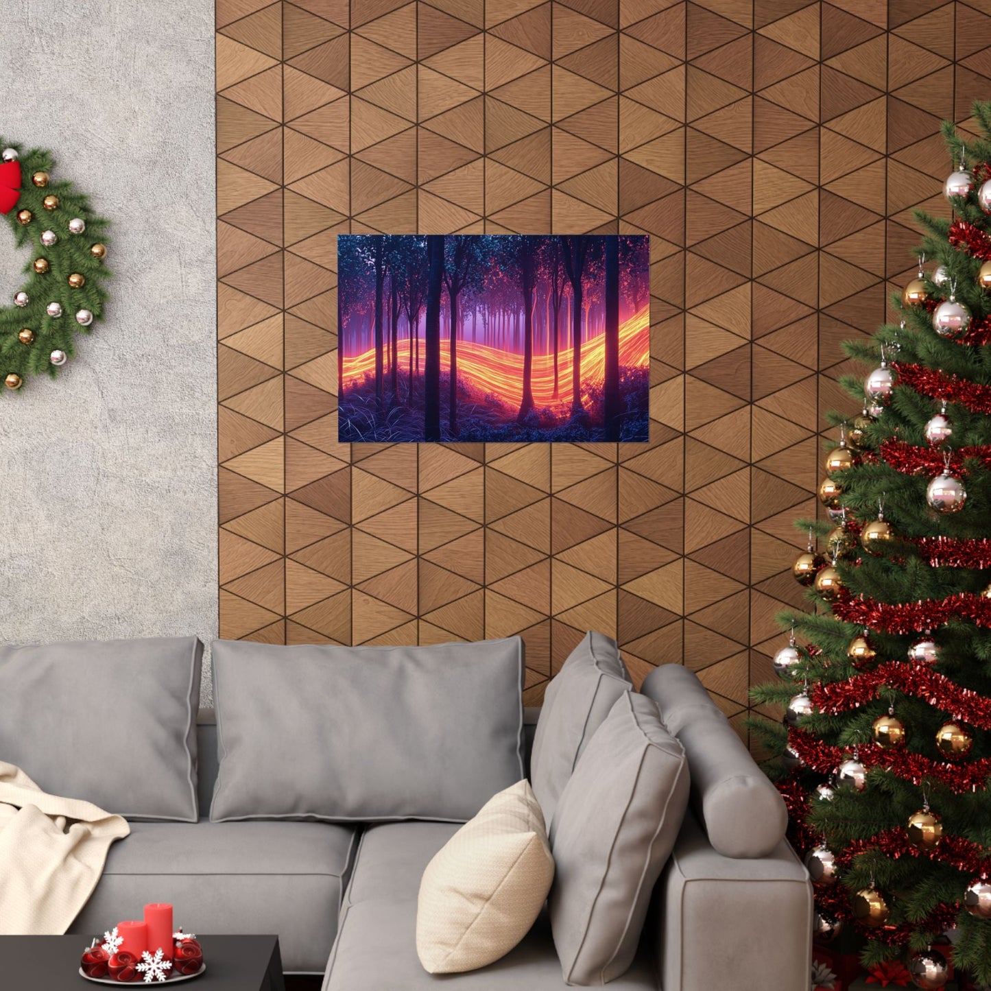 Light Stream Forest — Neon River of Light Poster - JG Visual Arts