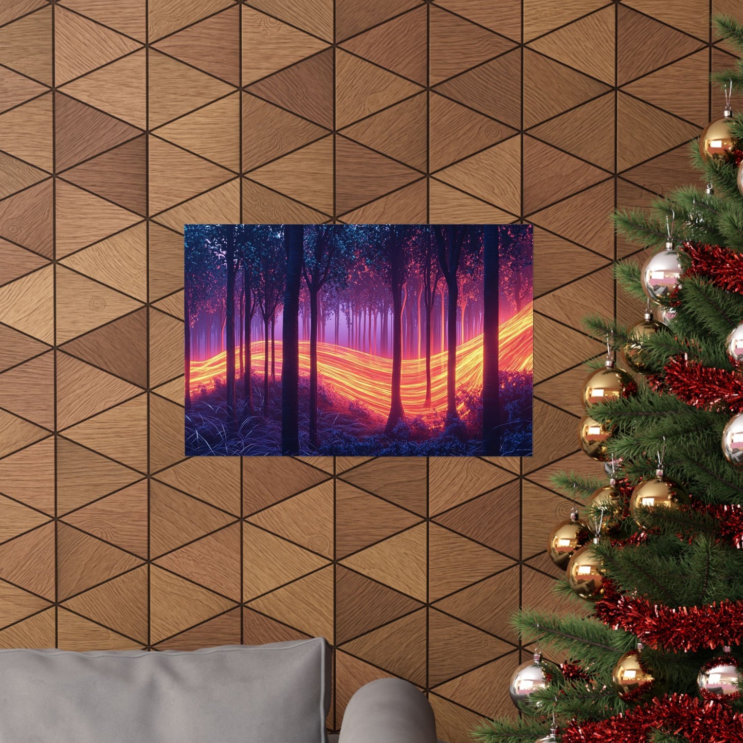 Light Stream Forest — Neon River of Light Poster - JG Visual Arts