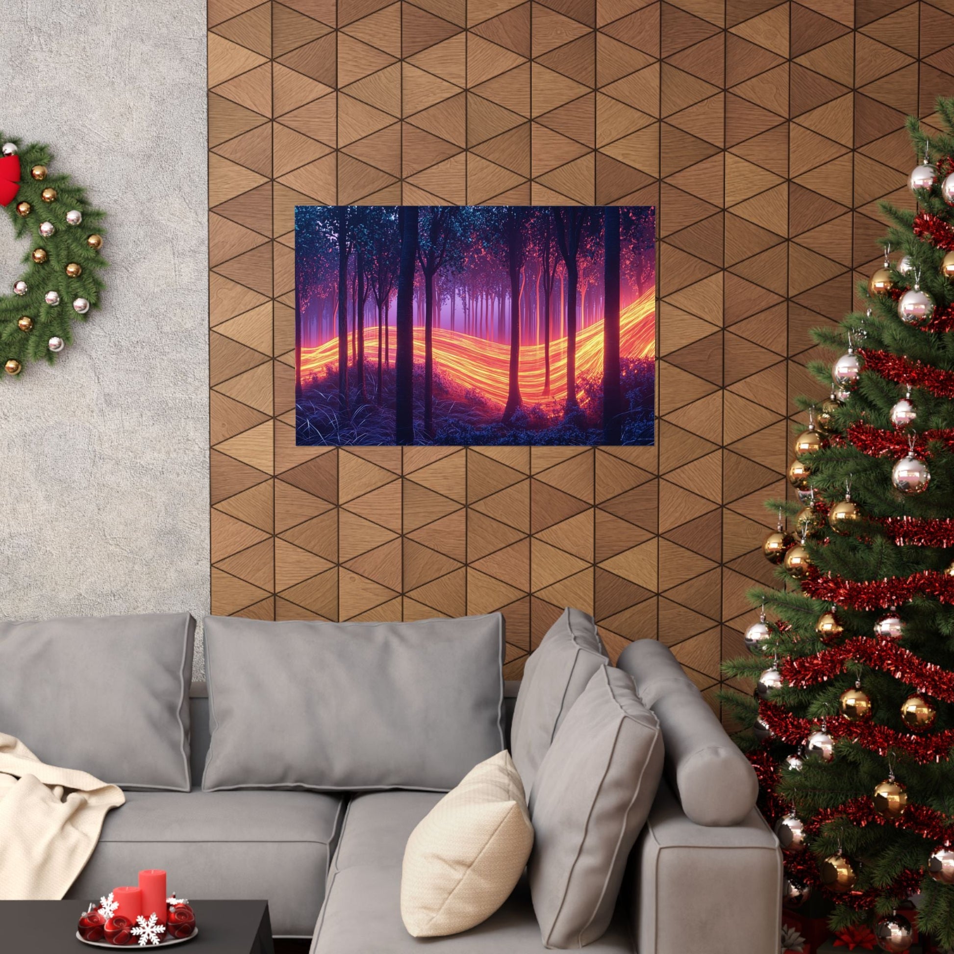 Light Stream Forest — Neon River of Light Poster - JG Visual Arts