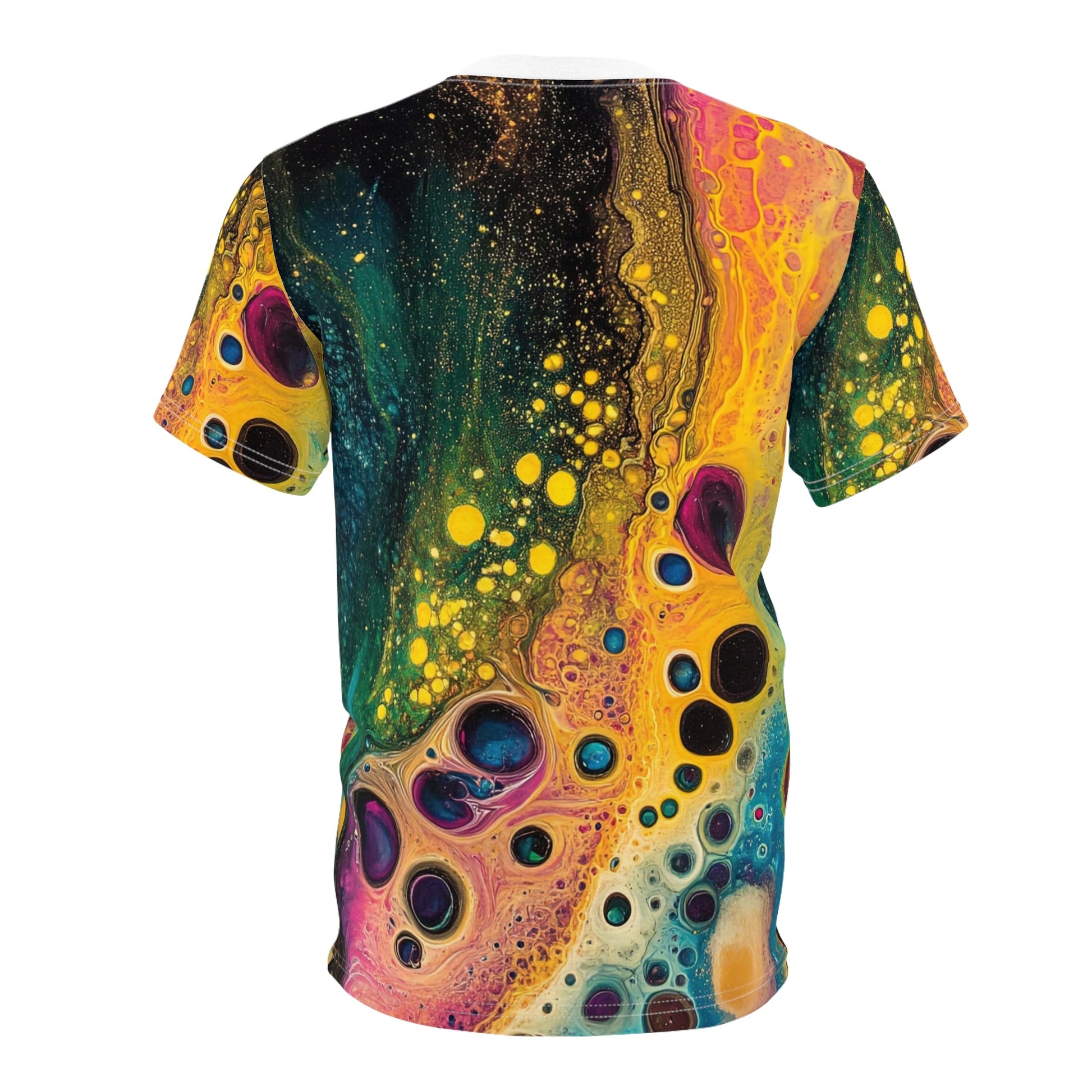 Midnight Bloom — All-Over Print Tee (Acrylic Pour Art) - JG Visual Arts